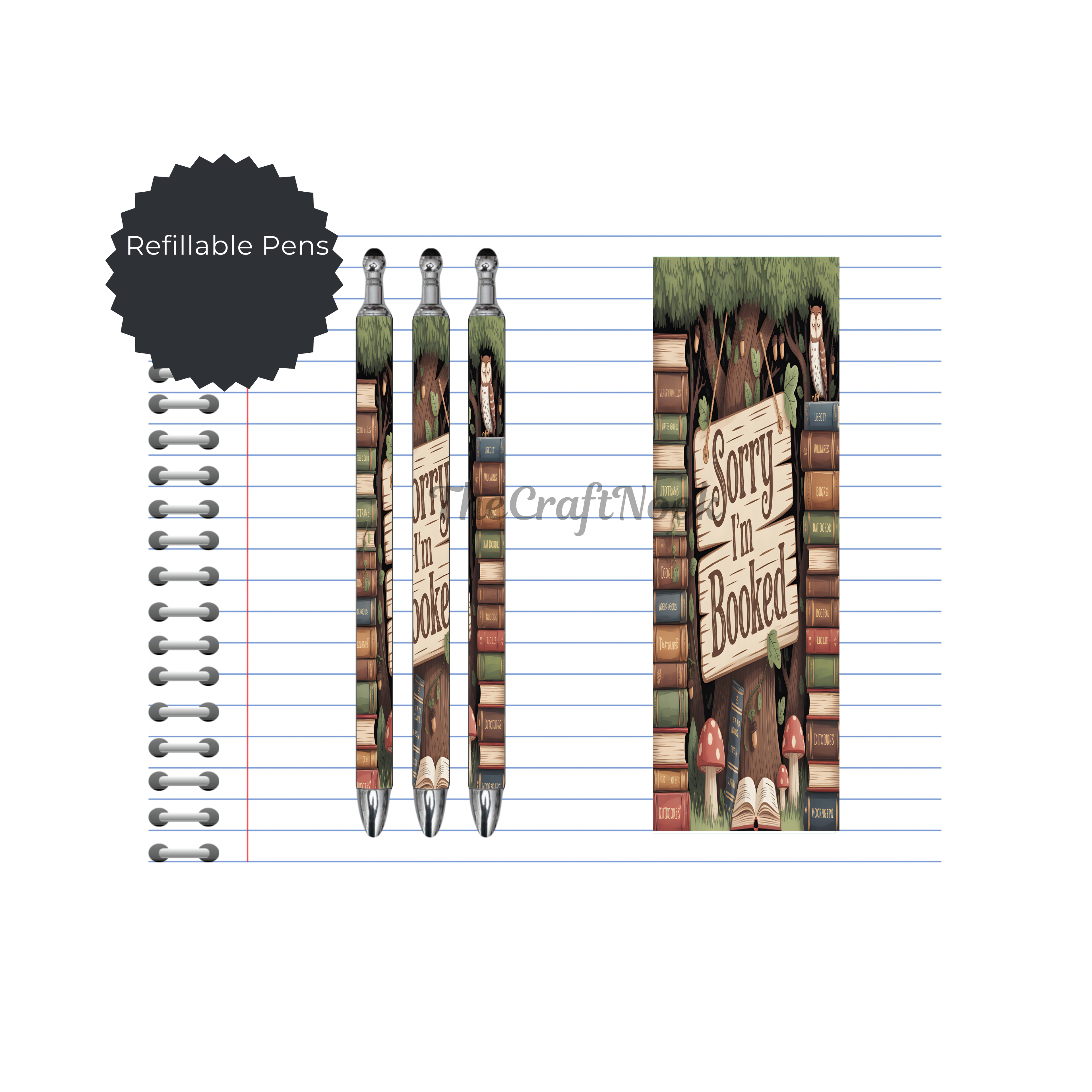 Refillable Pens, Once Upon a Pen – Book Lover Writing Pen. Multiple options and Images available