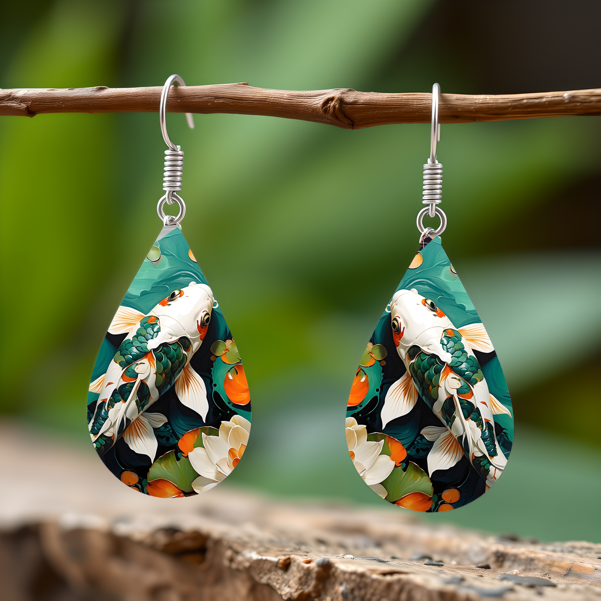 Koi Fish Teardrop Earrings