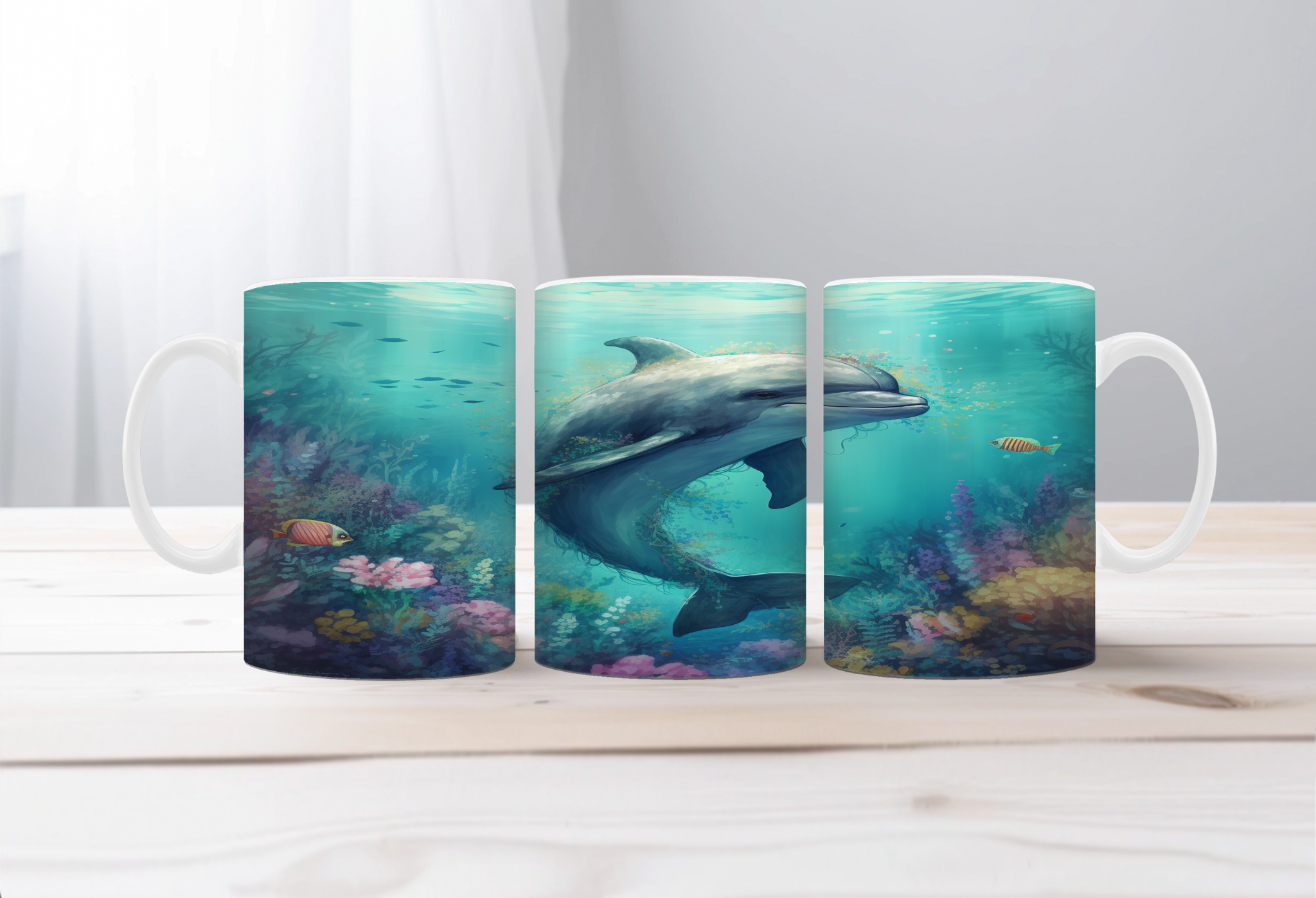 Flippin’ Cute Morning Mug, Dolphin coffee Mugs. Two sizes to choose from.