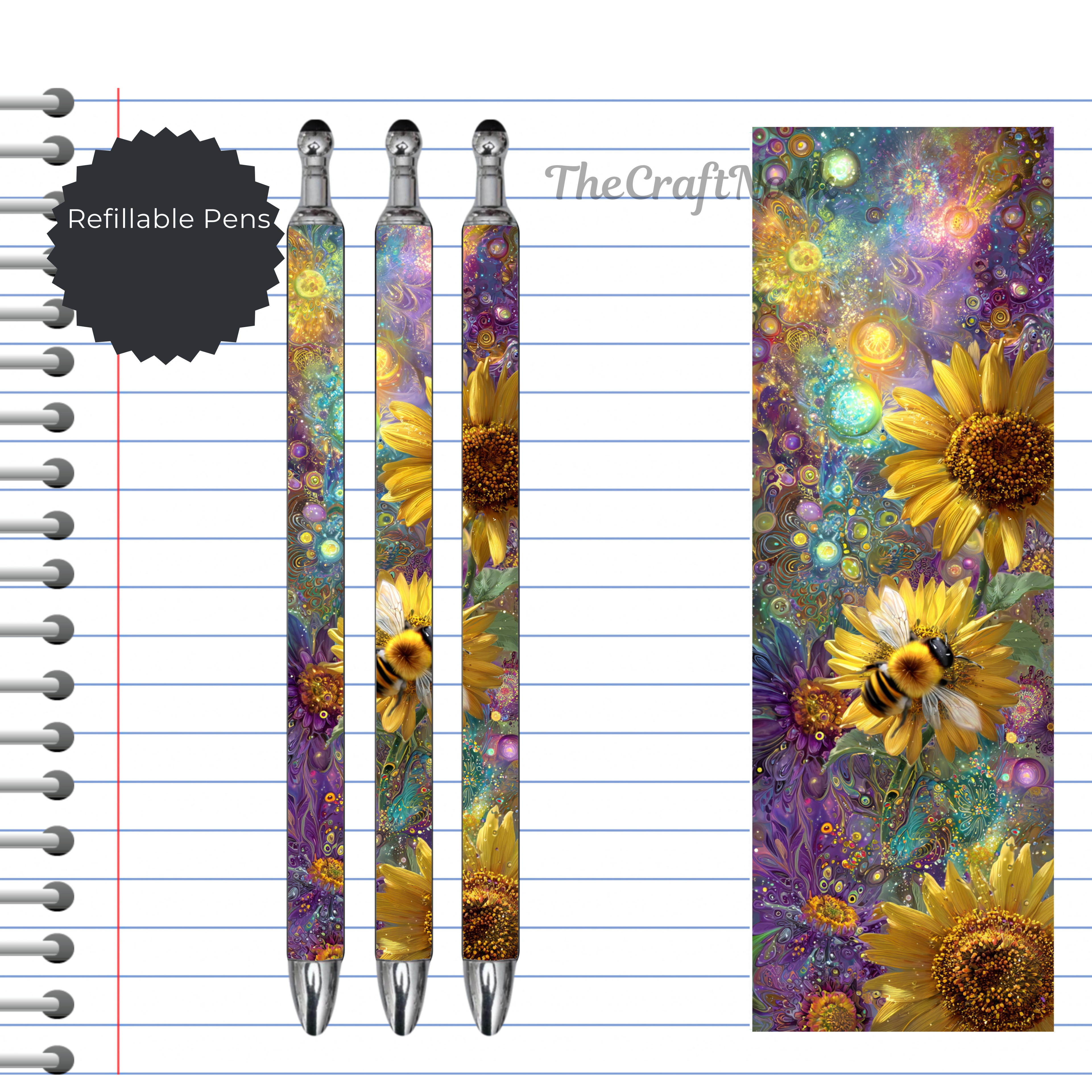 Refillable Pens, Honeybee Images. Bee happy while you write. Multiple options and Images available