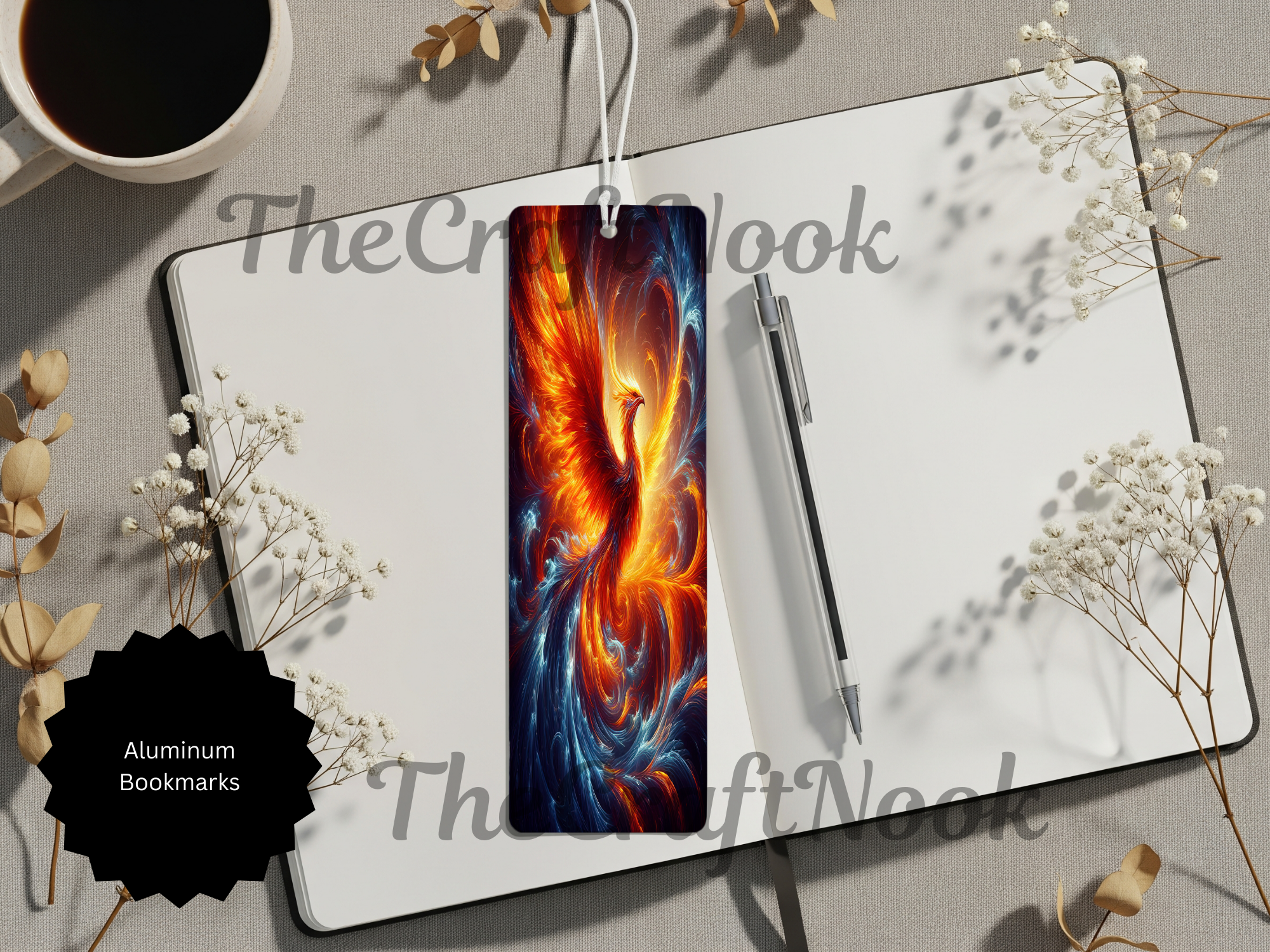 Phoenix Bookmarks - Handcrafted Metal Fire Bird Bookmarks with Beads & Glitter