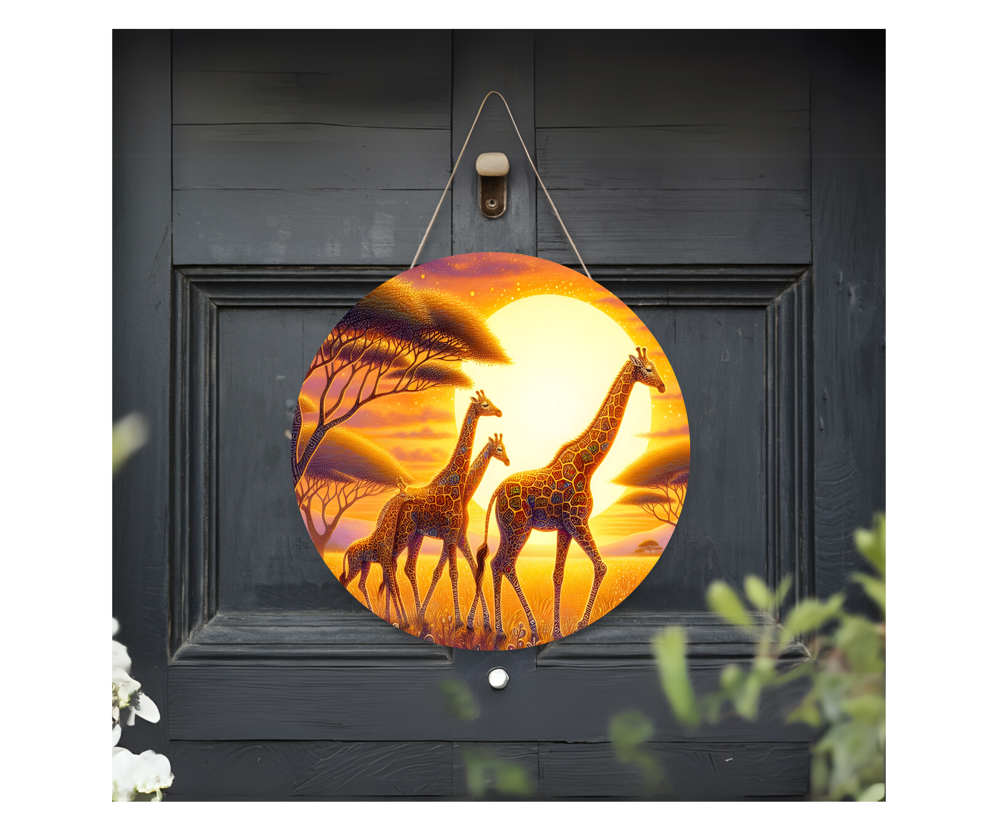 Good Vibes, Tall Smiles Giraffe Welcome Sign