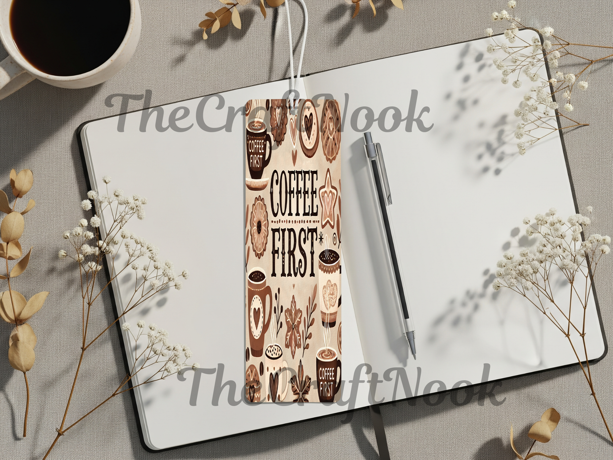 Caffeine & Chapters Bookmark. Aluminum Metal Bookmarks
