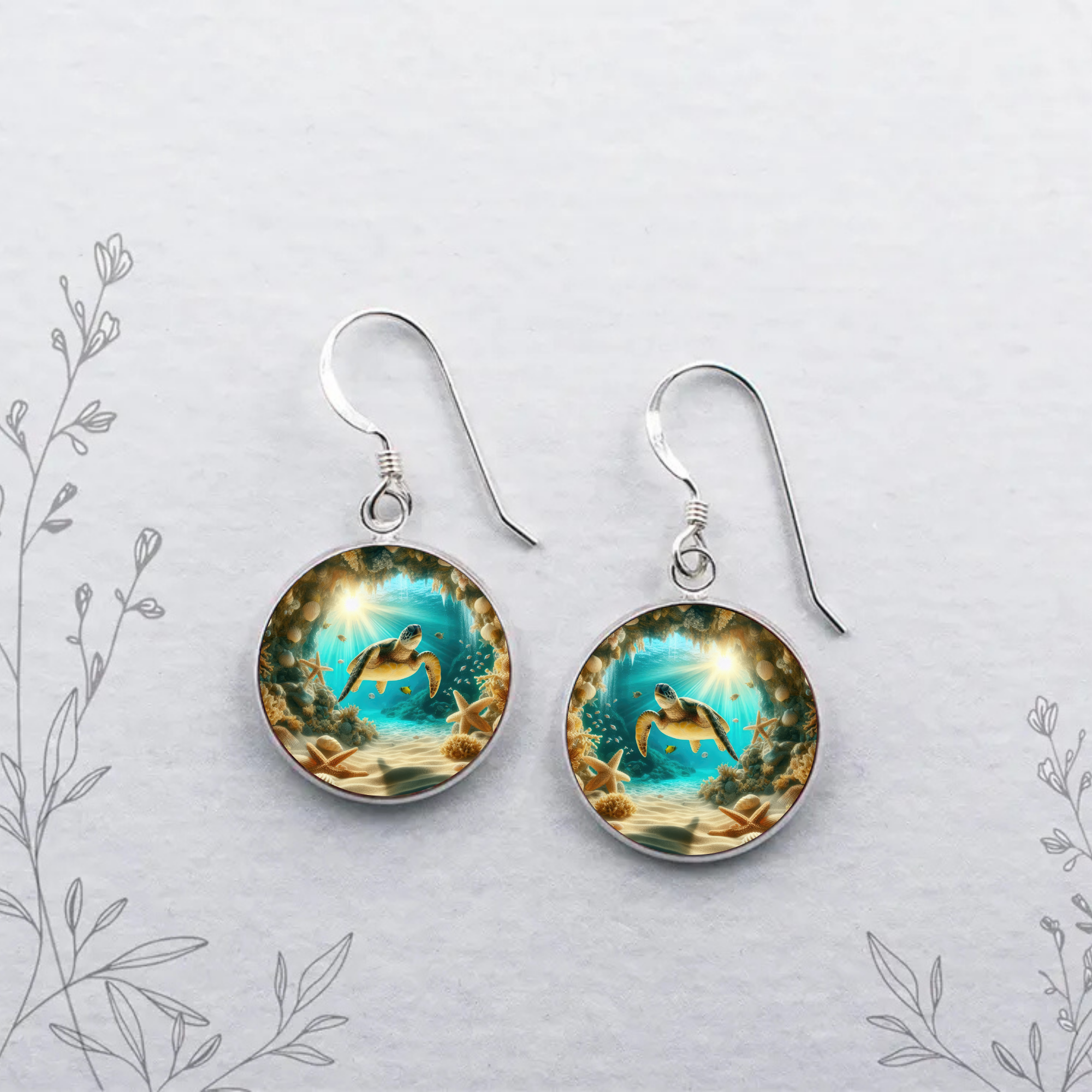 Sea Turtle Stud or Dangle Earrings — Choose Your Style & Design