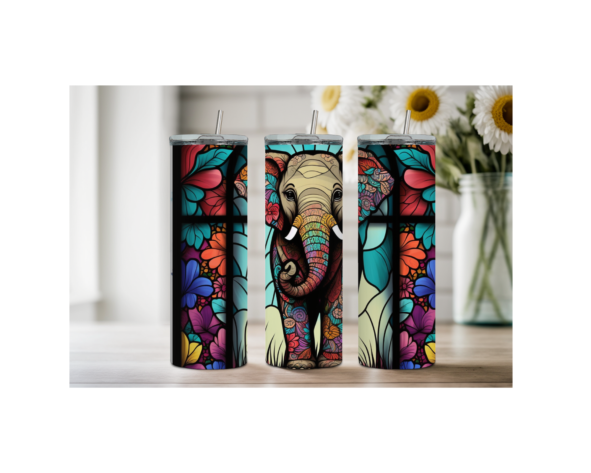 20 ounce Wise & Wonderful Elephant Stainless Tumbler. Multiple Sizes and Images Available.