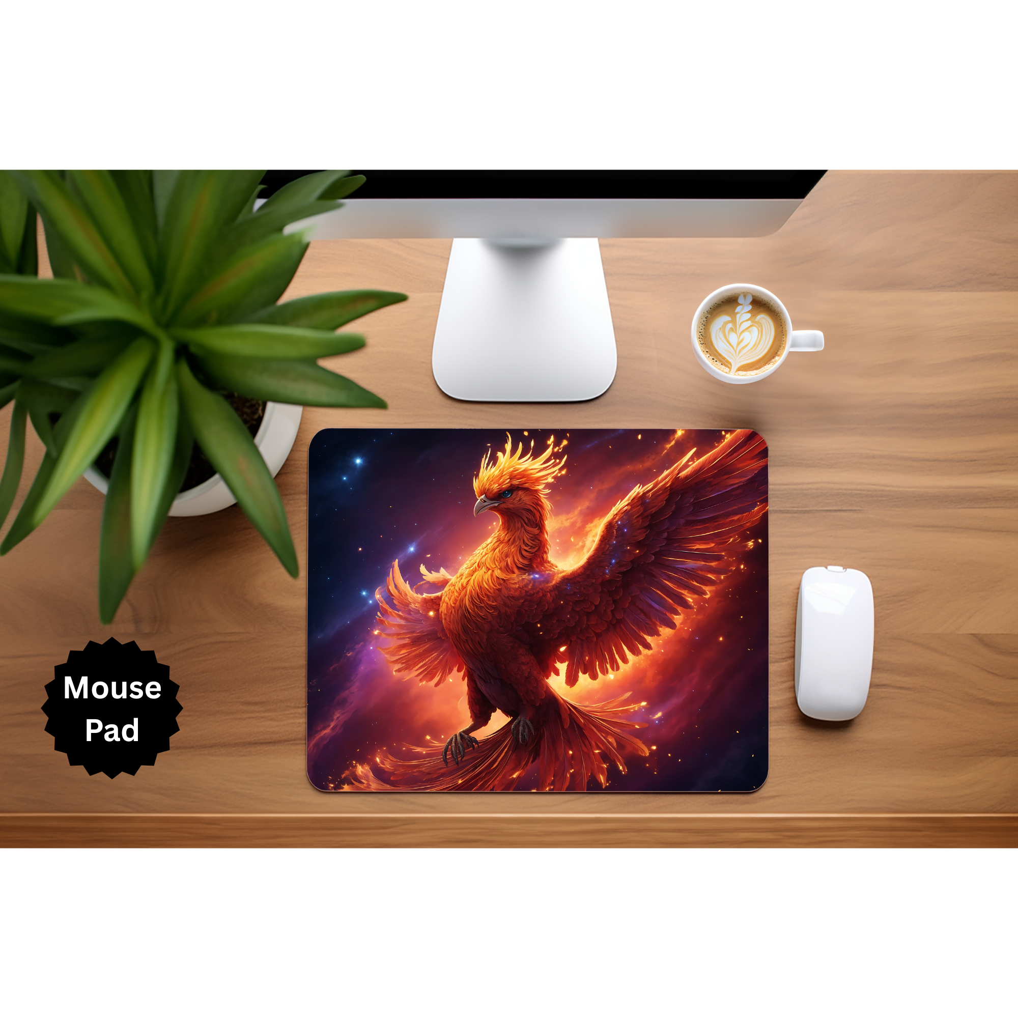 Phoenix Mouse Pad - Mythical Fire Bird Desk Accessory
