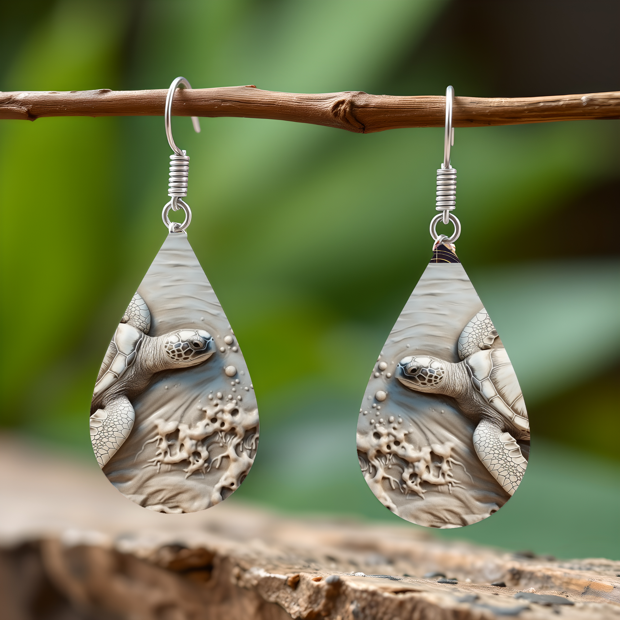 Sea Turtle Teardrop Earrings — Choose Your Design