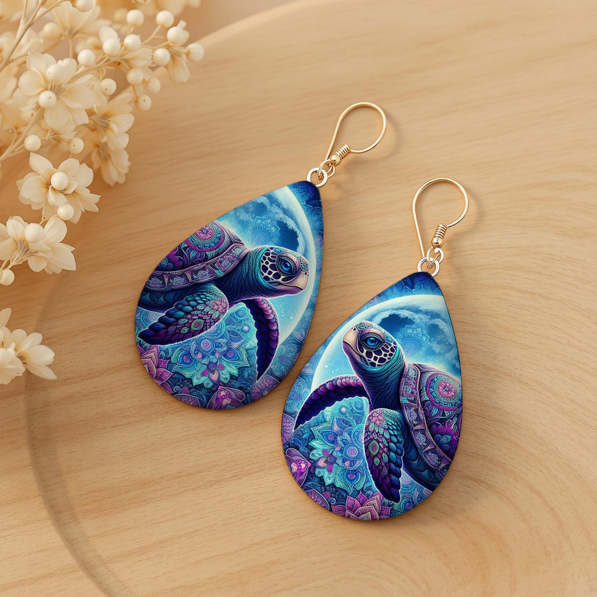 Sea Turtle Teardrop Earrings — Choose Your Design