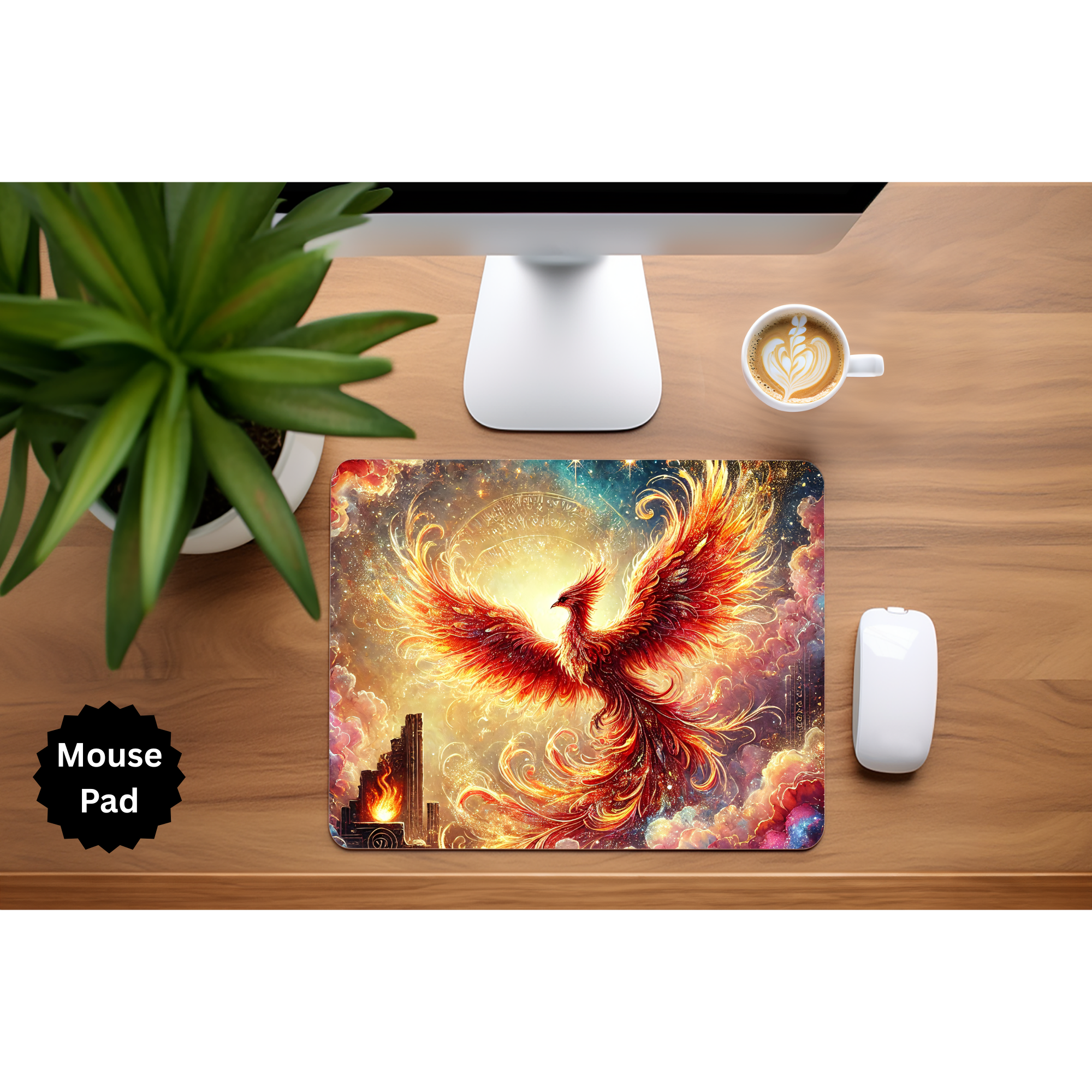 Phoenix Mouse Pad - Mythical Fire Bird Desk Accessory