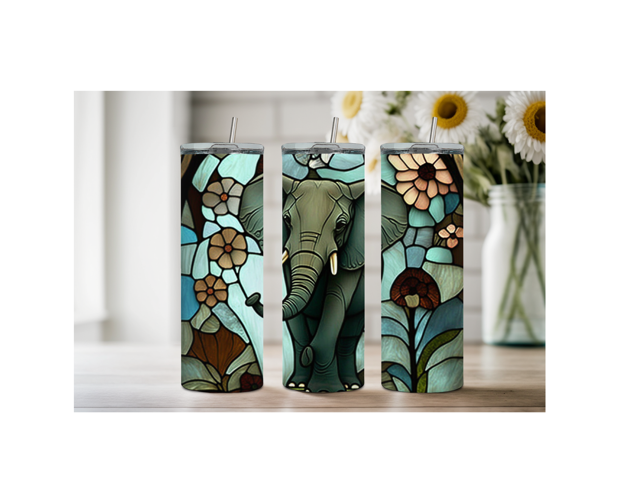 20 ounce Wise & Wonderful Elephant Stainless Tumbler. Multiple Sizes and Images Available.
