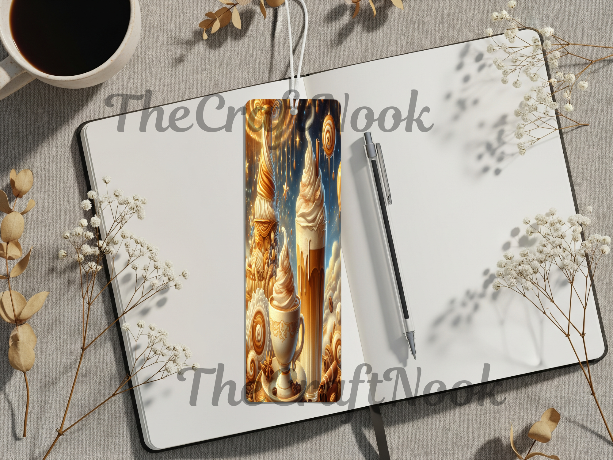 Caffeine & Chapters Bookmark. Aluminum Metal Bookmarks