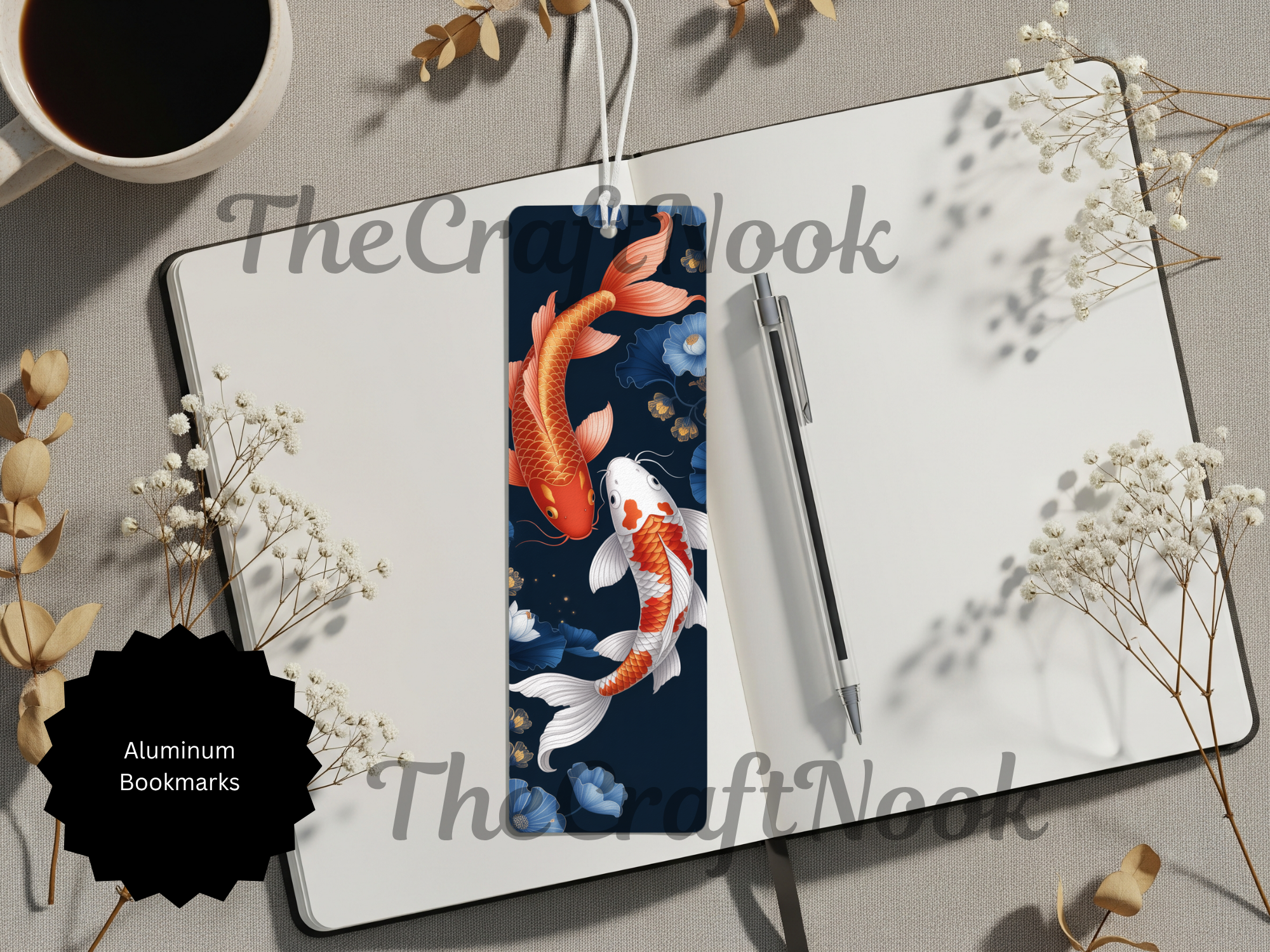 Koi Fish Bookmarks – Handcrafted Metal Bookmarks with Beads & Glitter