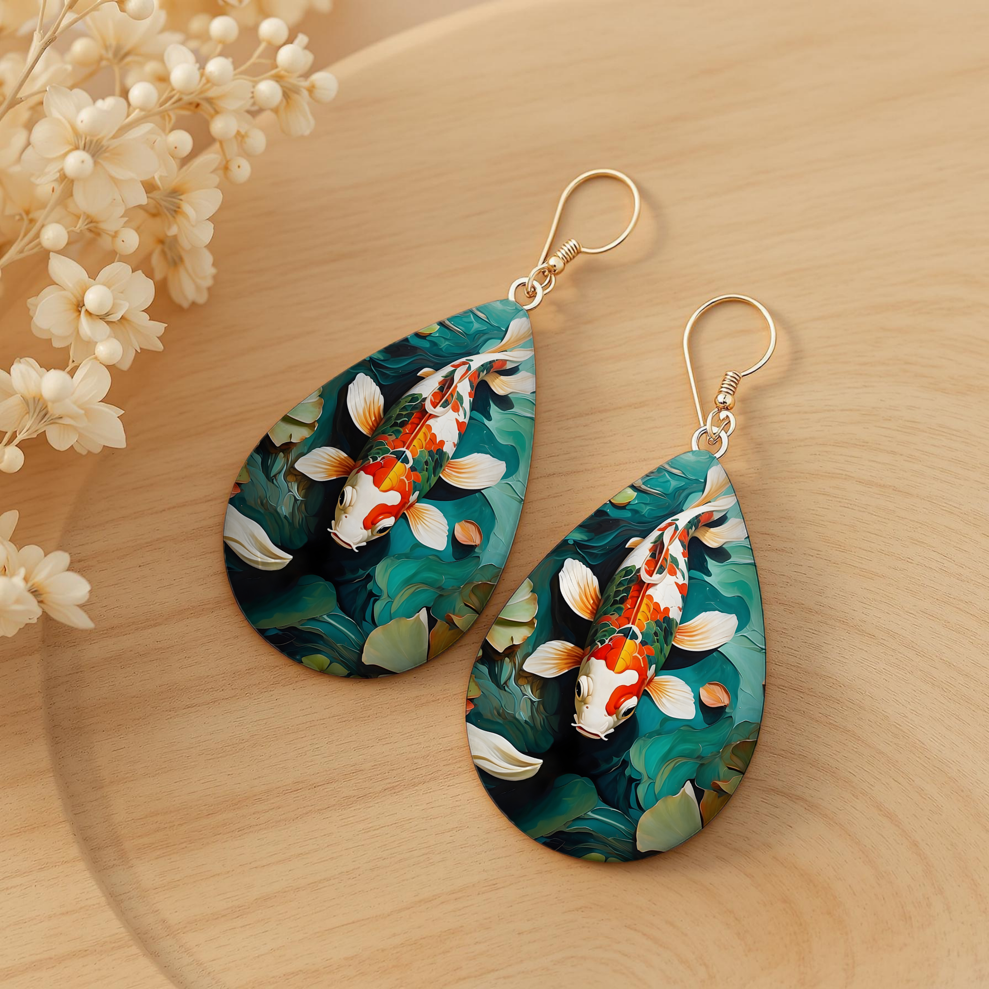 Koi Fish Teardrop Earrings