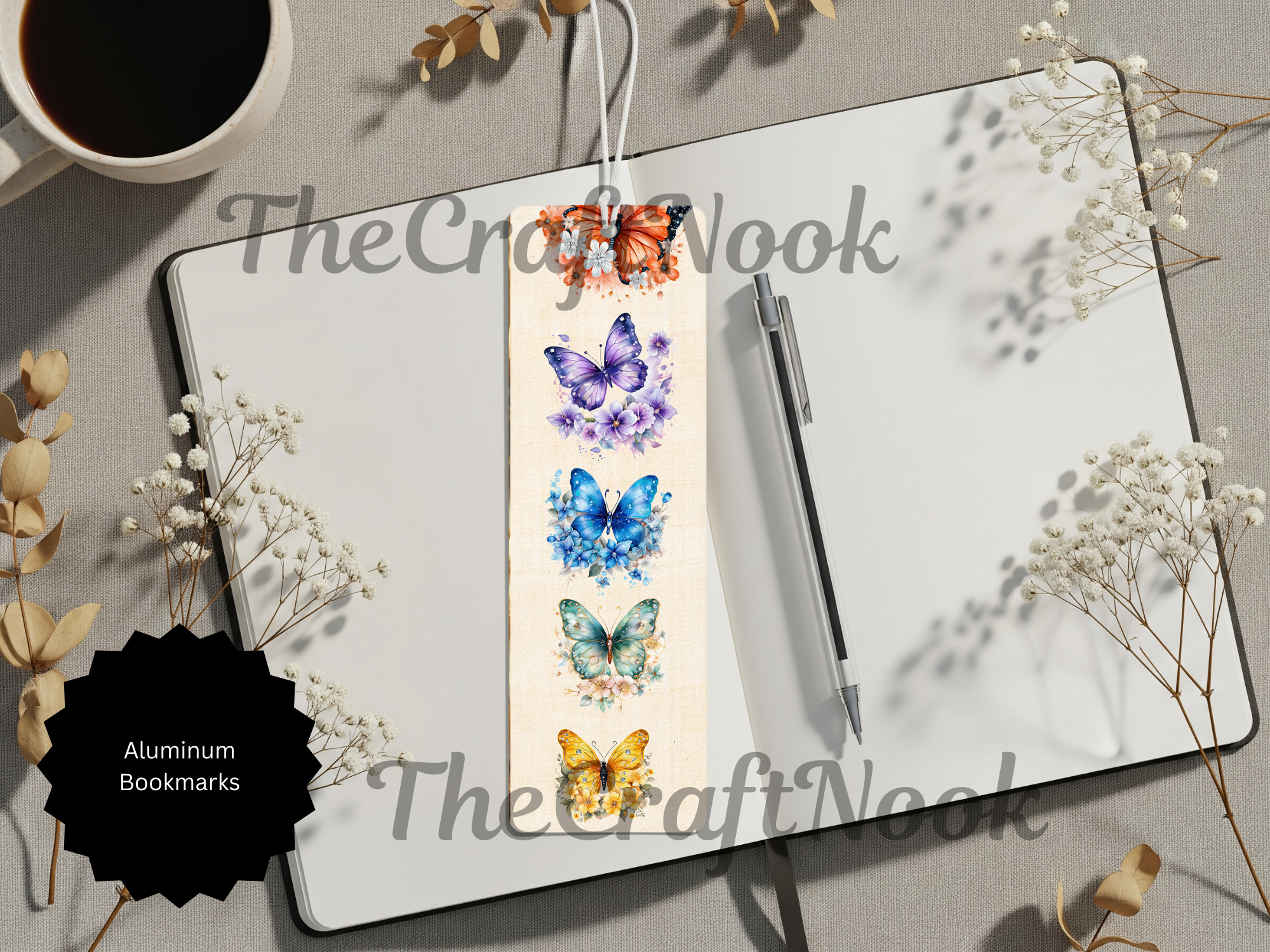Butterfly Bookmarks - Handcrafted Aluminum Metal with Beads & Glitter