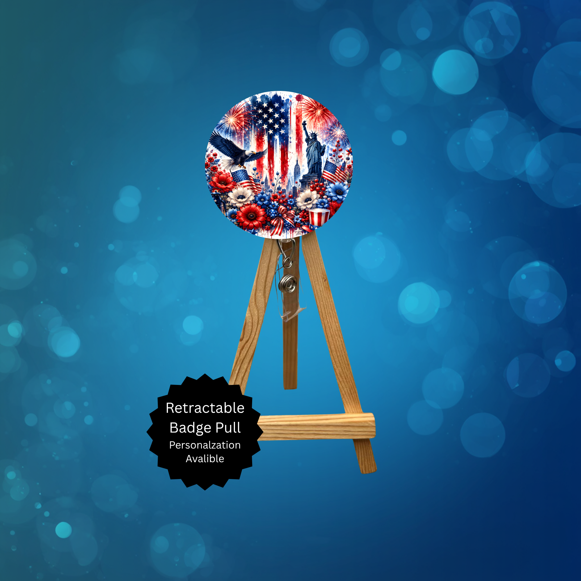 4th of July badge Pull