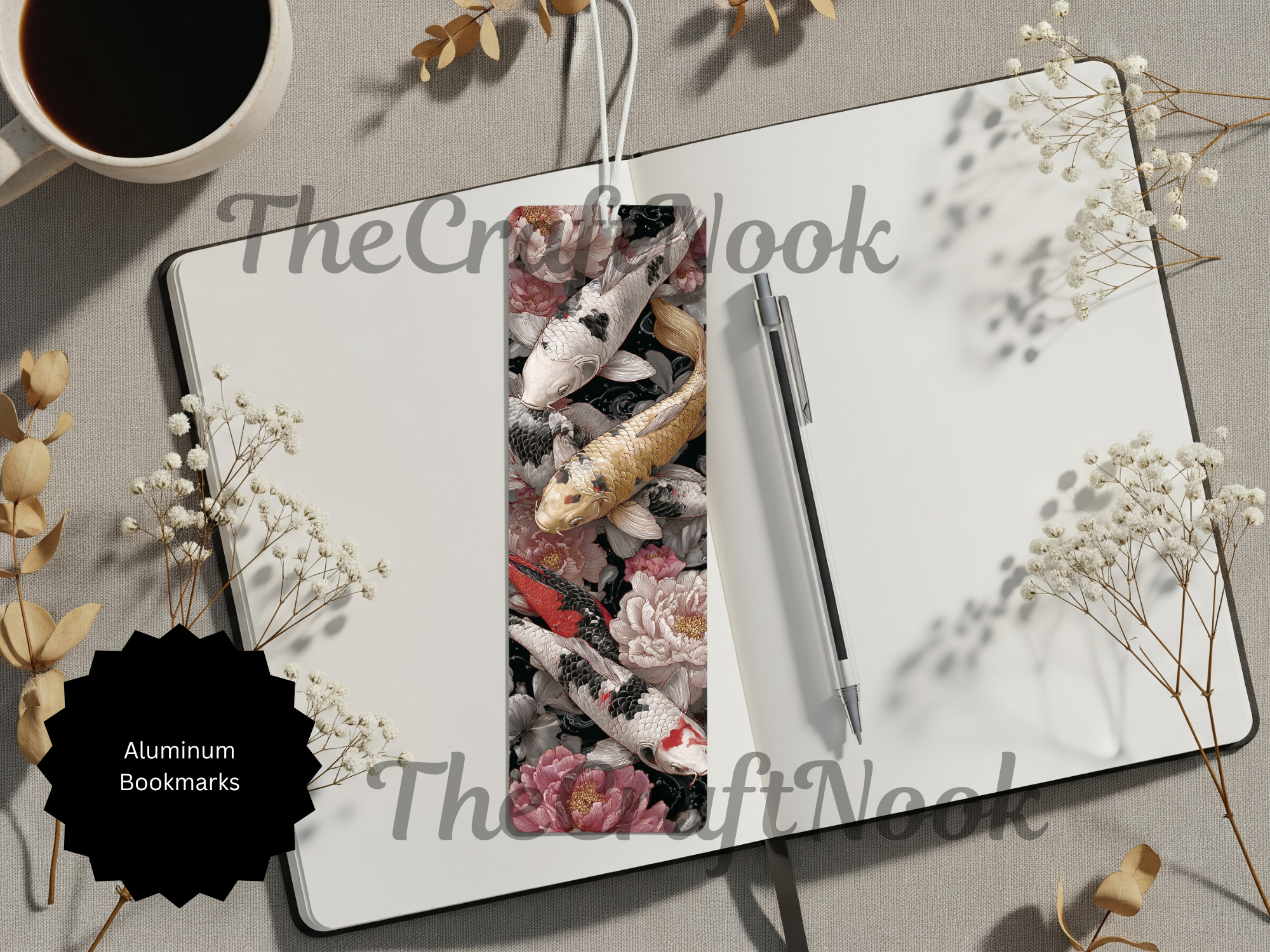 Koi Fish Bookmarks – Handcrafted Metal Bookmarks with Beads & Glitter