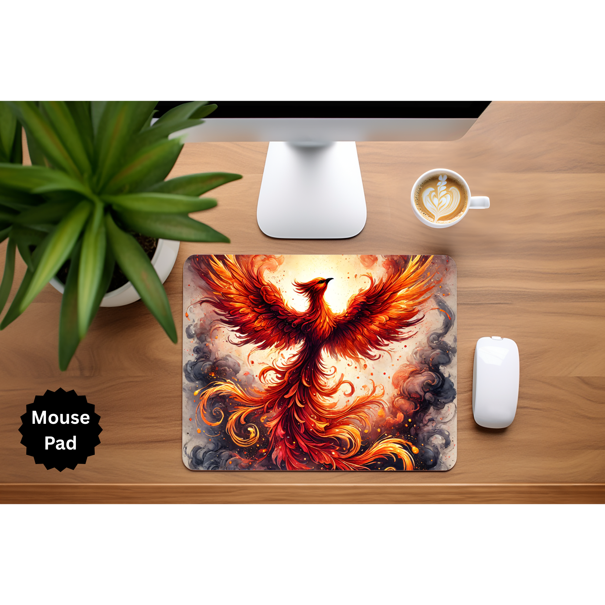 Phoenix Mouse Pad - Mythical Fire Bird Desk Accessory