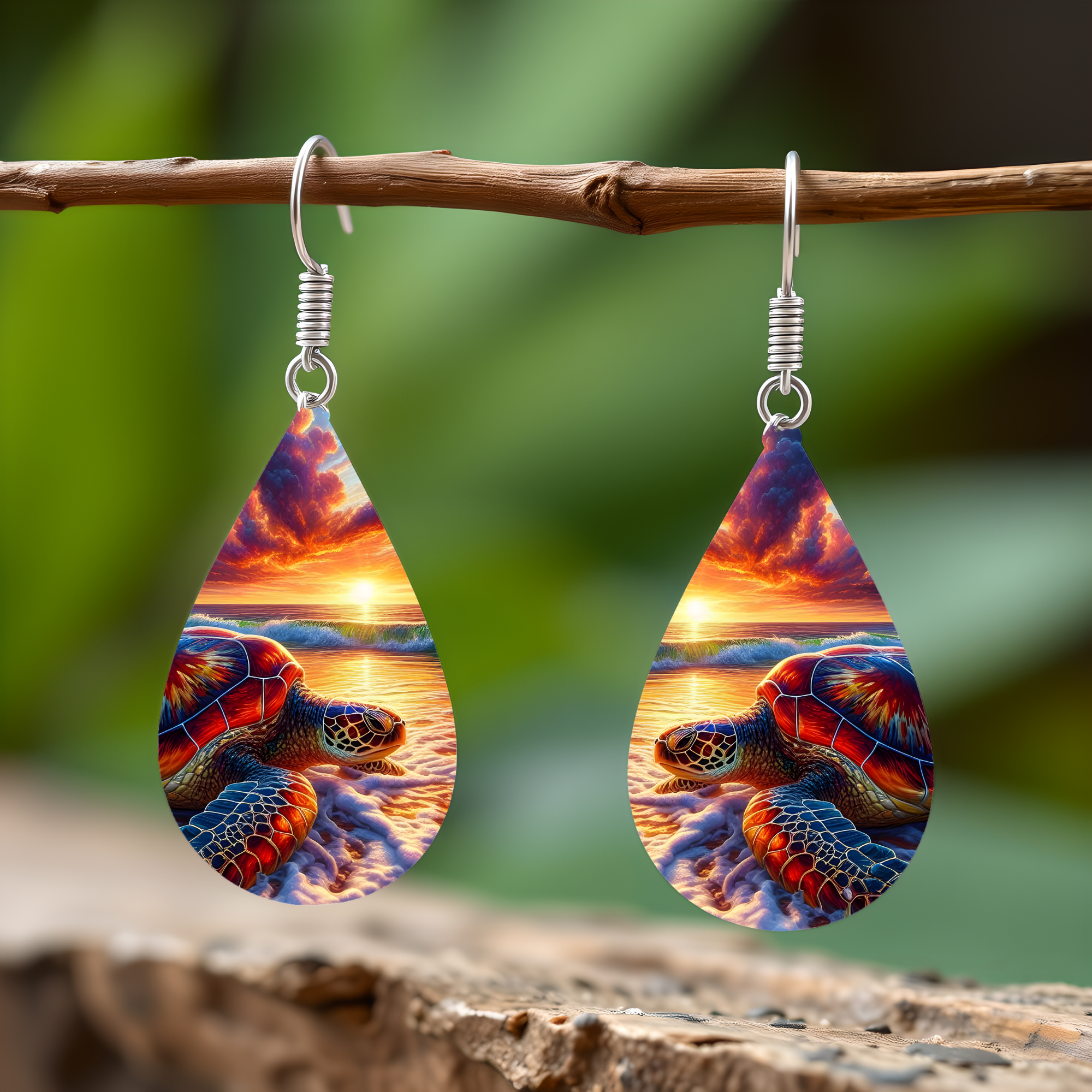 Sea Turtle Teardrop Earrings — Choose Your Design
