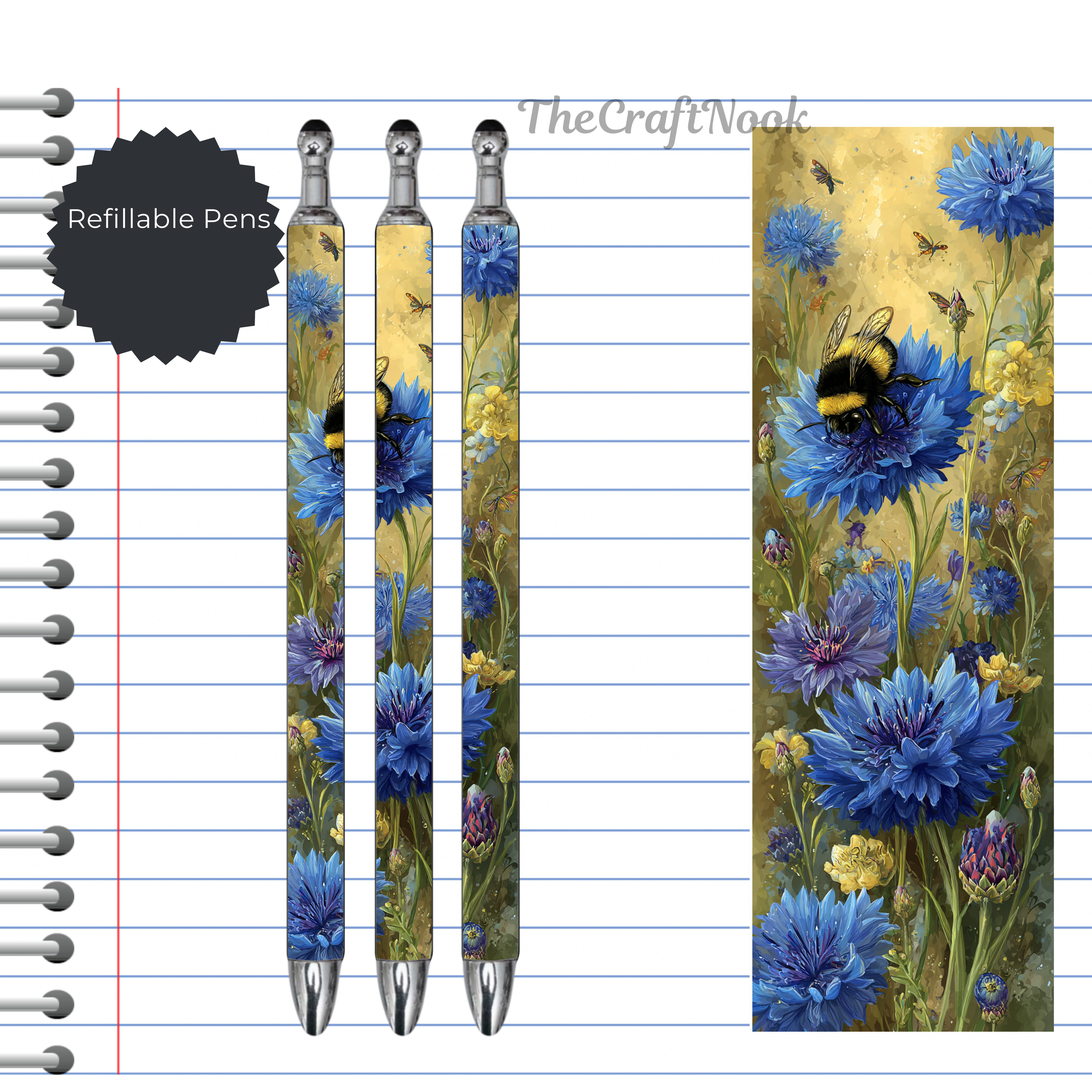 Refillable Pens, Honeybee Images. Bee happy while you write. Multiple options and Images available
