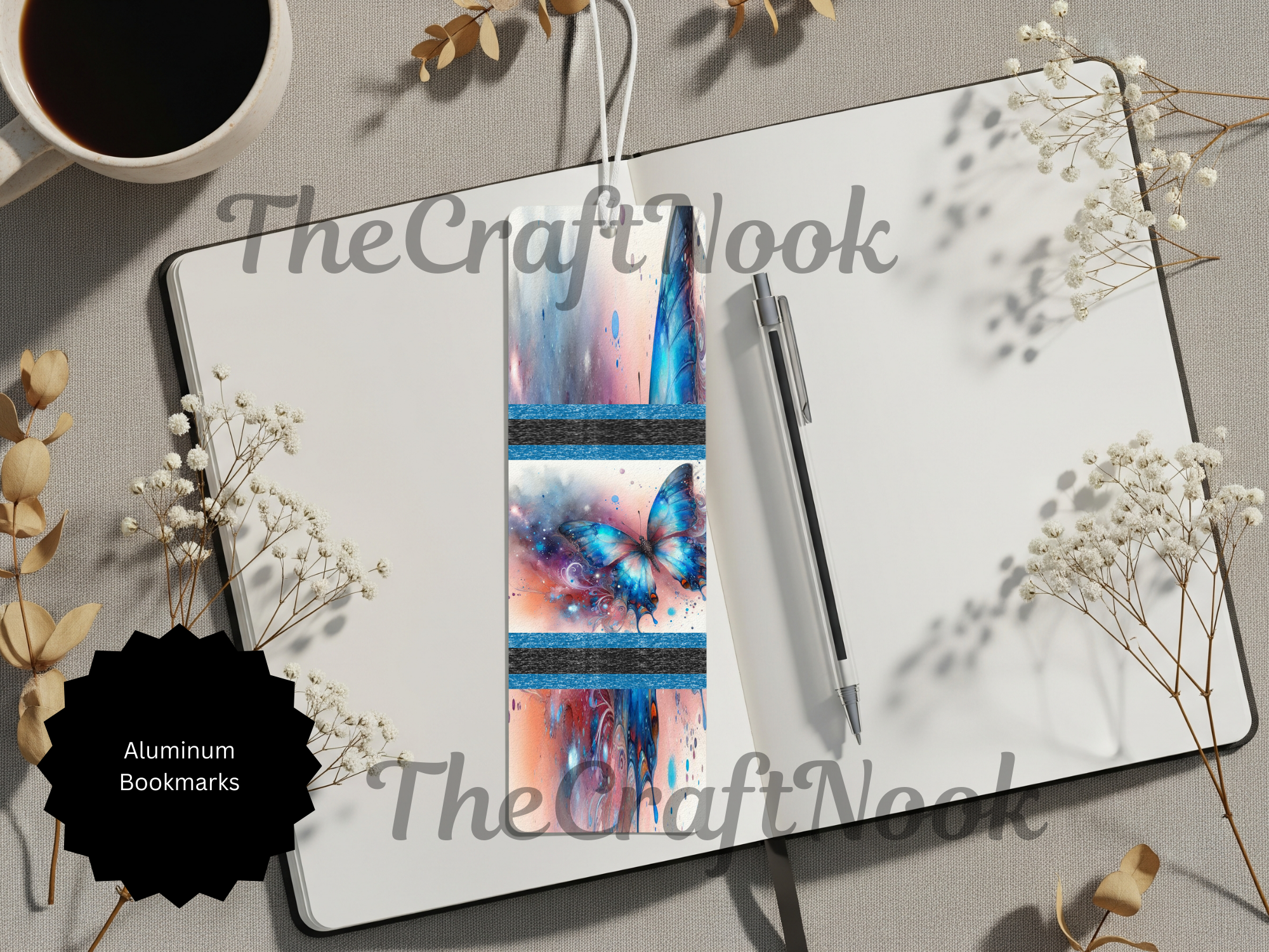 Butterfly Bookmarks - Handcrafted Aluminum Metal with Beads & Glitter
