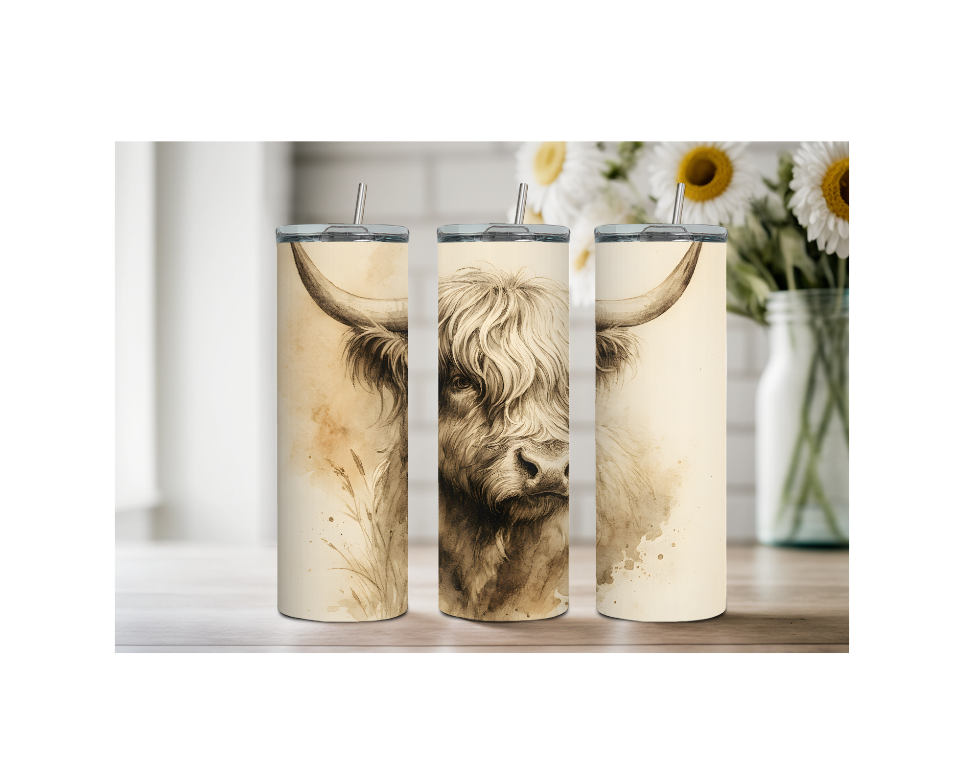 20 oz Highland Cutie Country Stainless Steel Tumbler. Multiple Images Available.