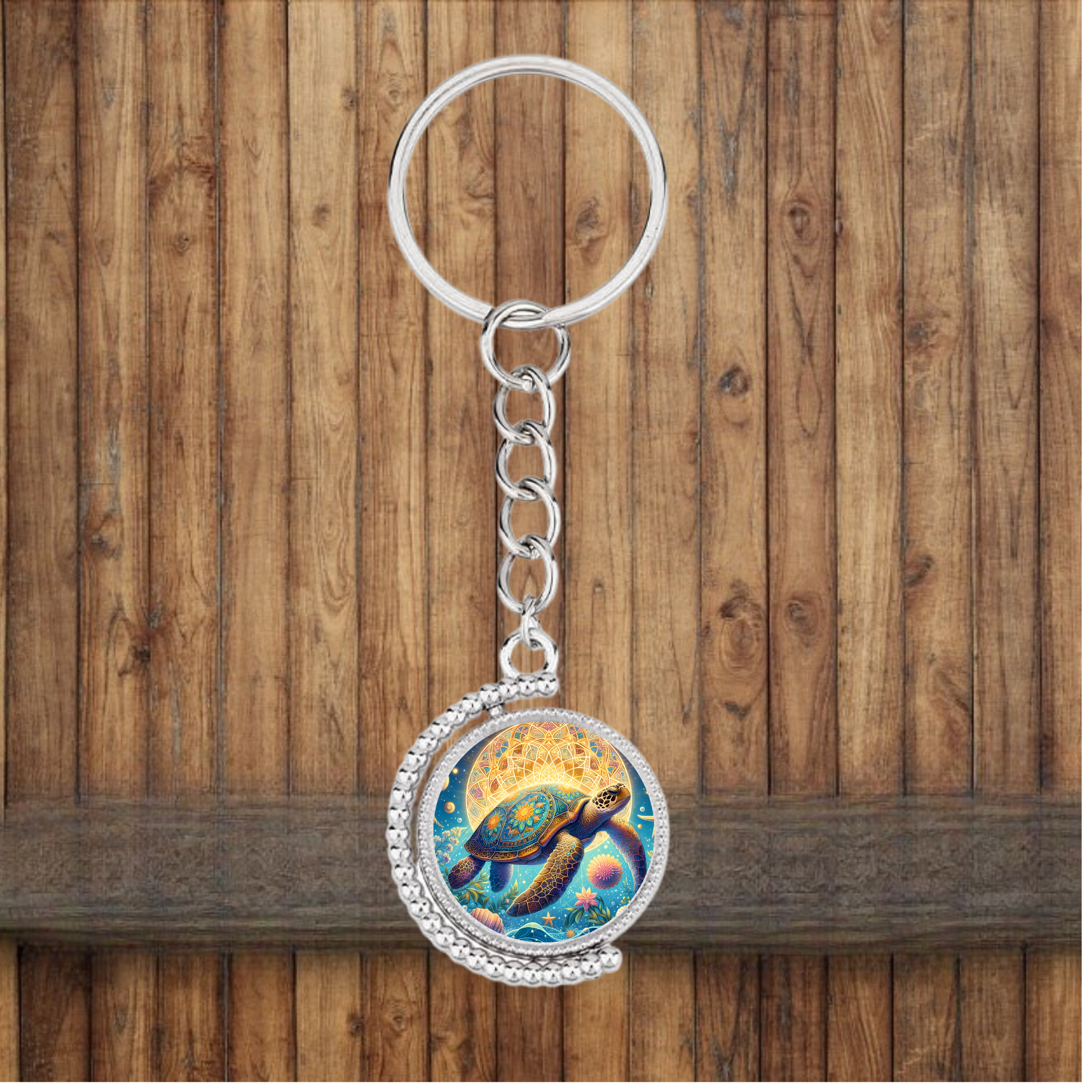Sea Turtle Bezel Keychain — Choose Your Design