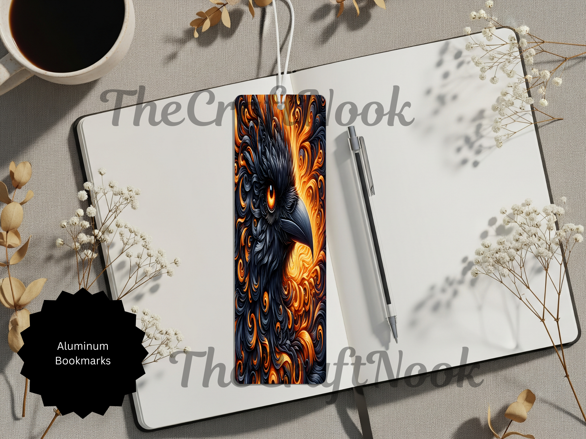 Phoenix Bookmarks - Handcrafted Metal Fire Bird Bookmarks with Beads & Glitter