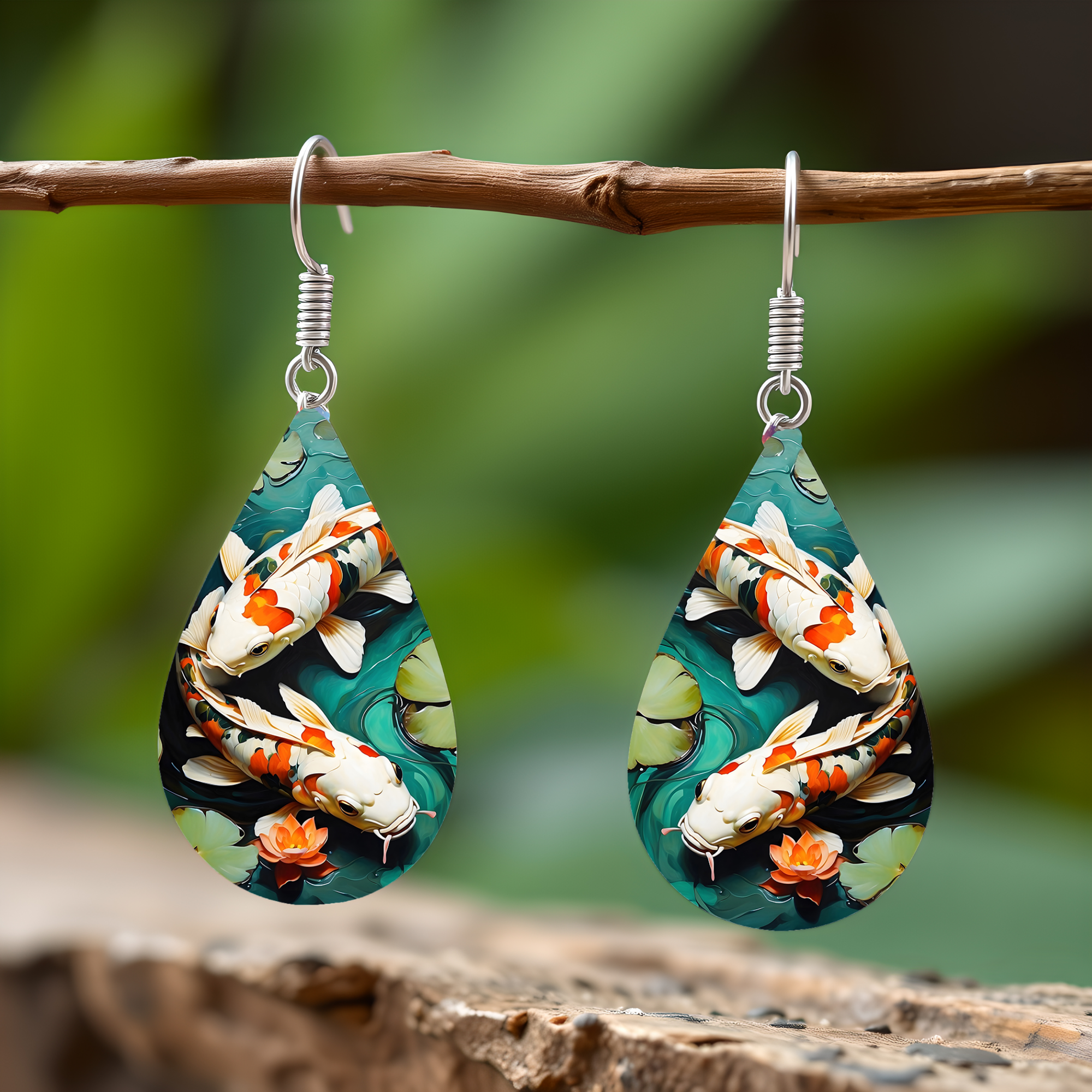 Koi Fish Teardrop Earrings