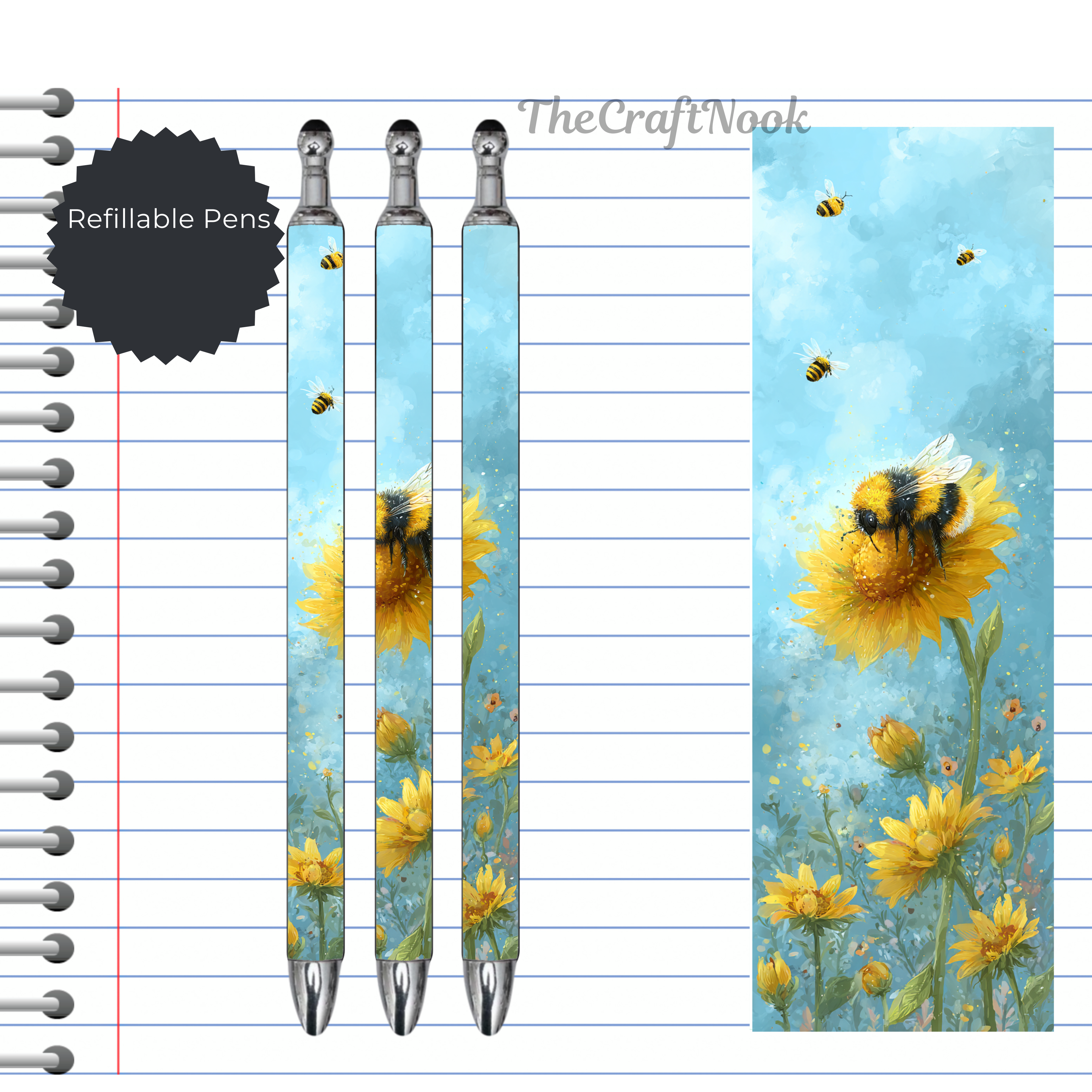 Refillable Pens, Honeybee Images. Bee happy while you write. Multiple options and Images available