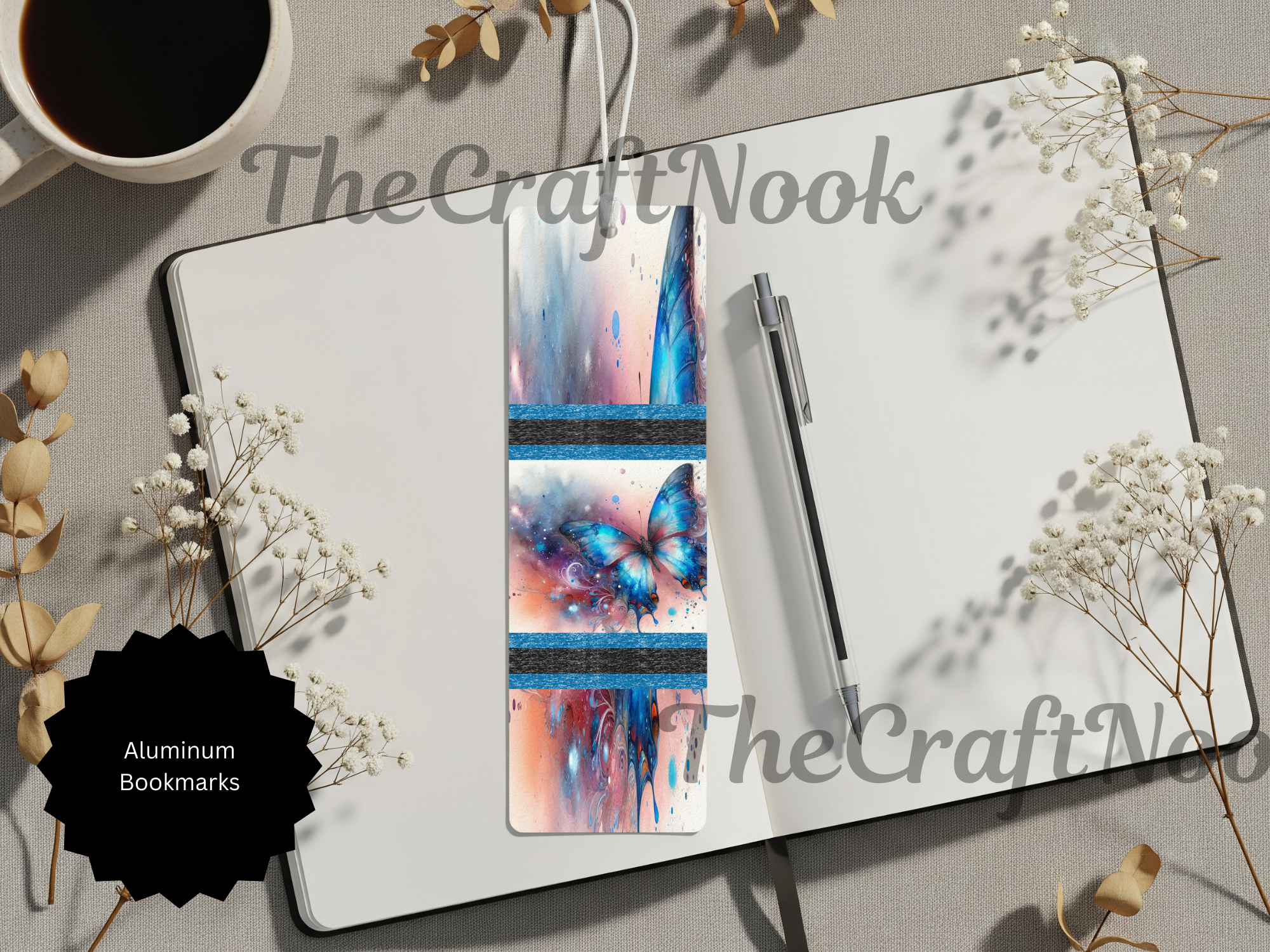 Butterfly Bookmarks - Handcrafted Aluminum Metal with Beads & Glitter