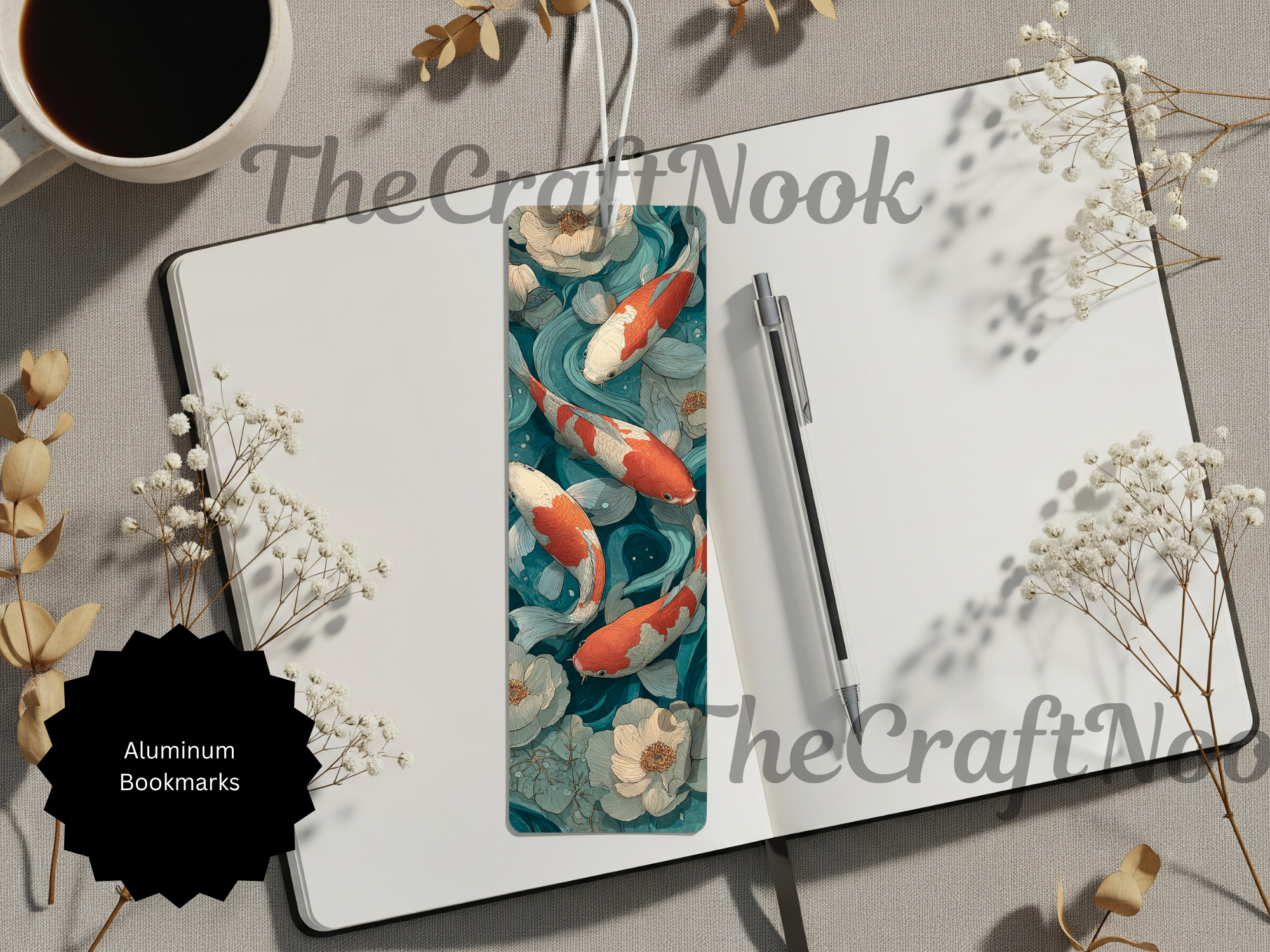 Koi Fish Bookmarks – Handcrafted Metal Bookmarks with Beads & Glitter