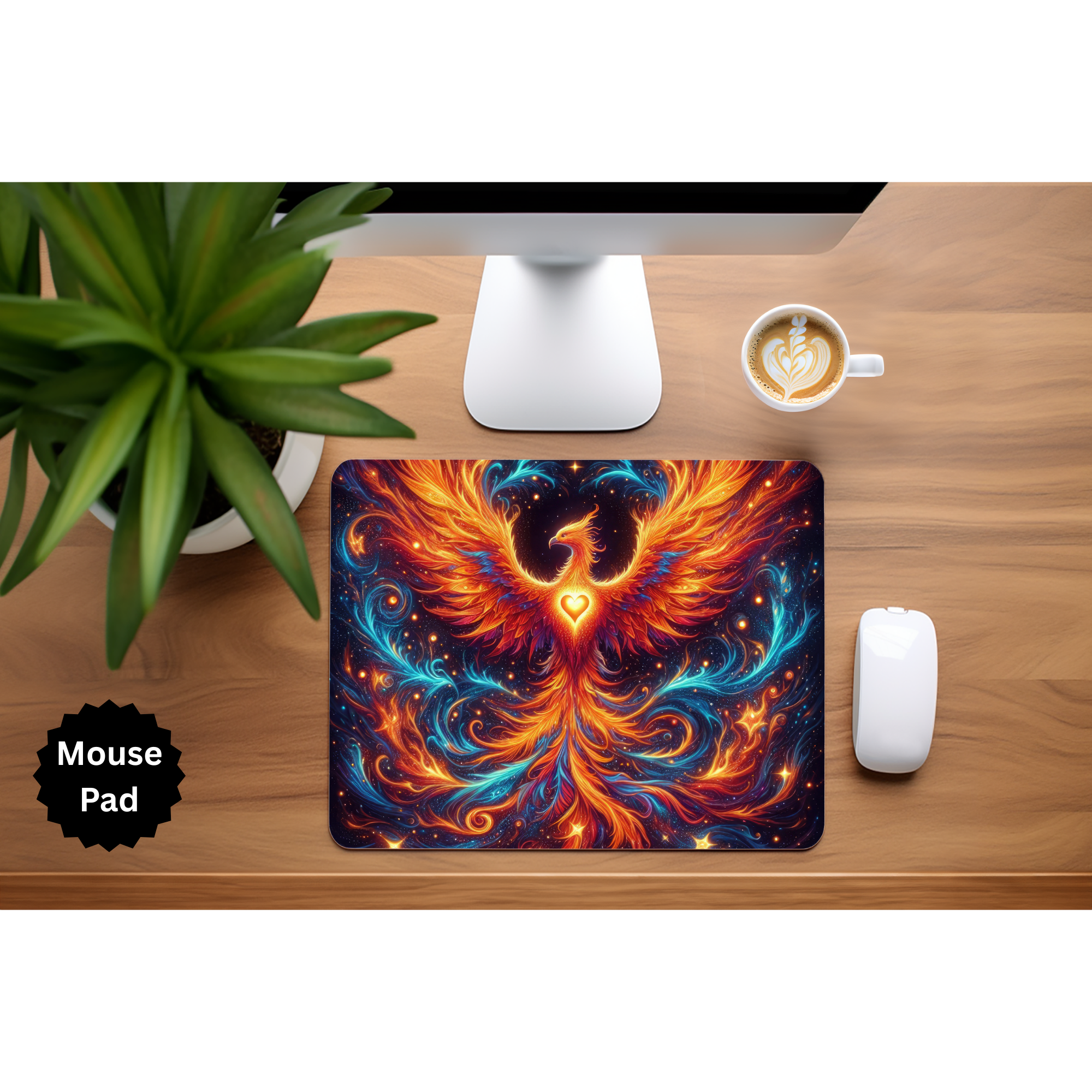 Phoenix Mouse Pad - Mythical Fire Bird Desk Accessory