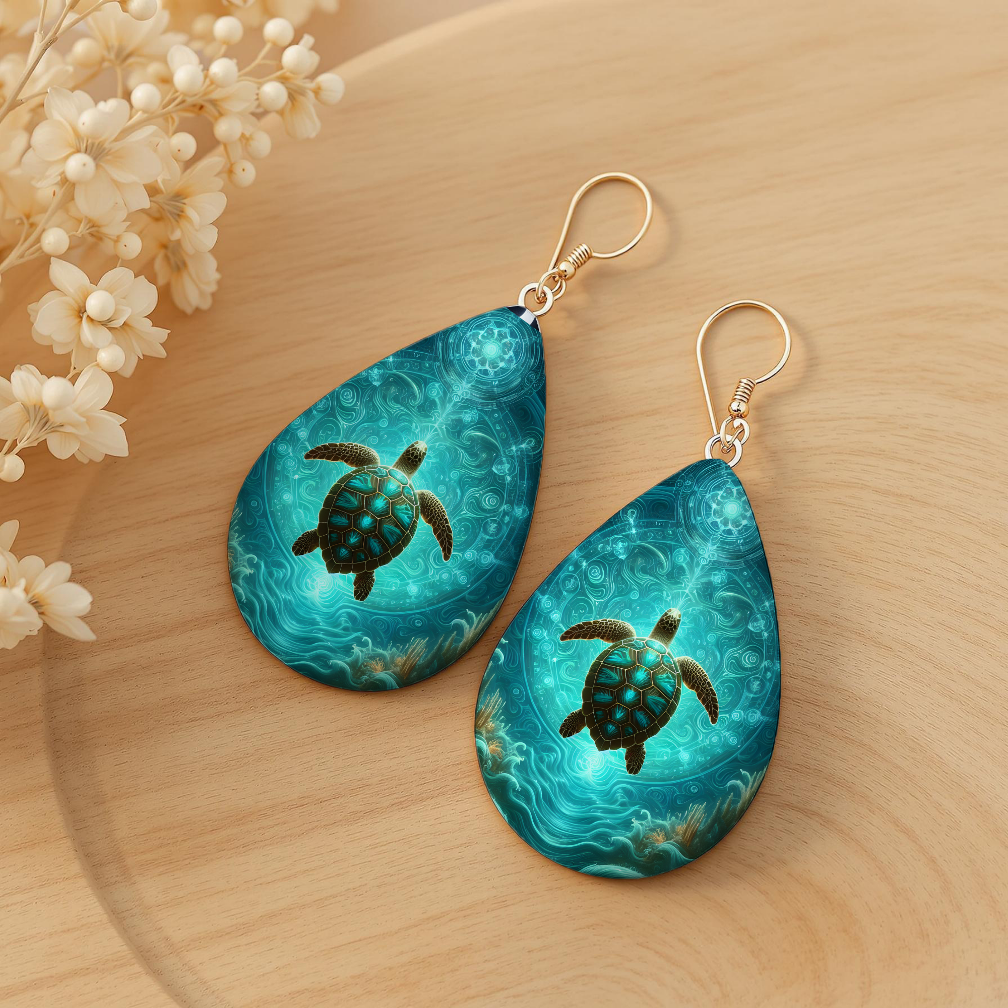 Sea Turtle Teardrop Earrings — Choose Your Design