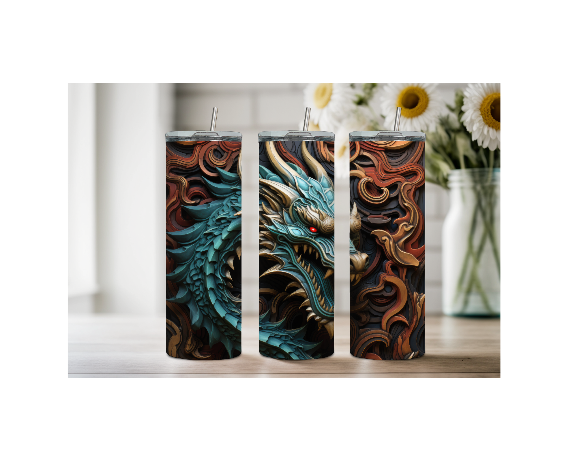 Mystic Scales Dragon Stainless Tumbler. Multiple Sizes and Images Available.