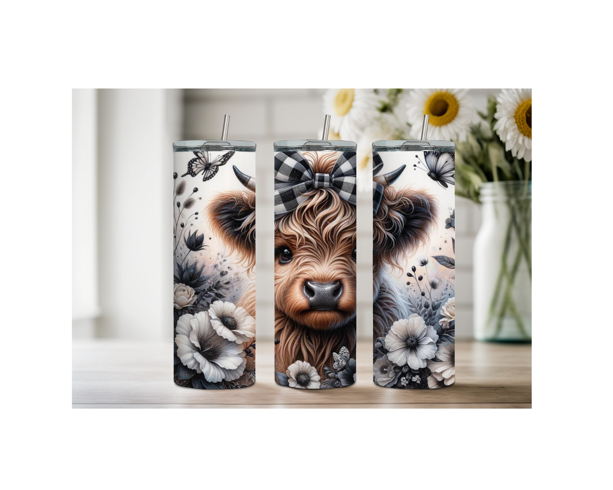 20 oz Highland Cutie Country Stainless Steel Tumbler. Multiple Images Available.