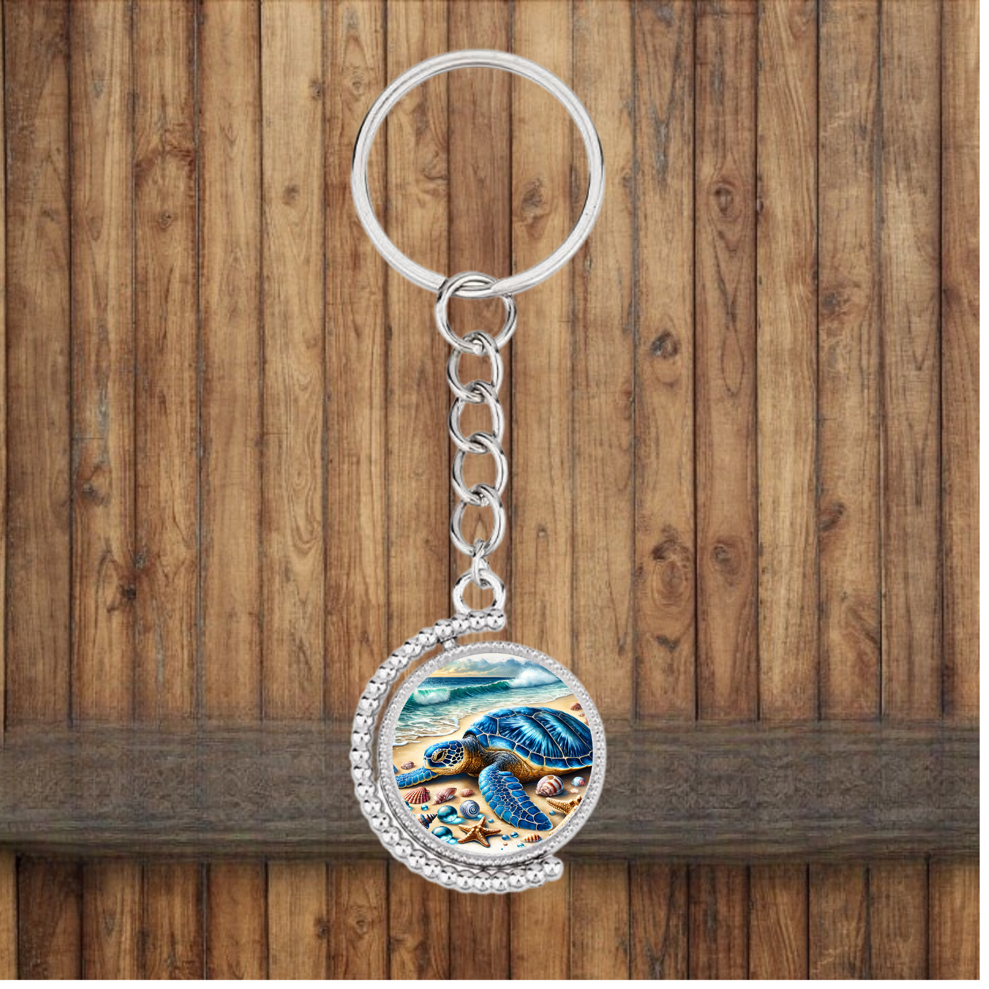 Sea Turtle Bezel Keychain — Choose Your Design