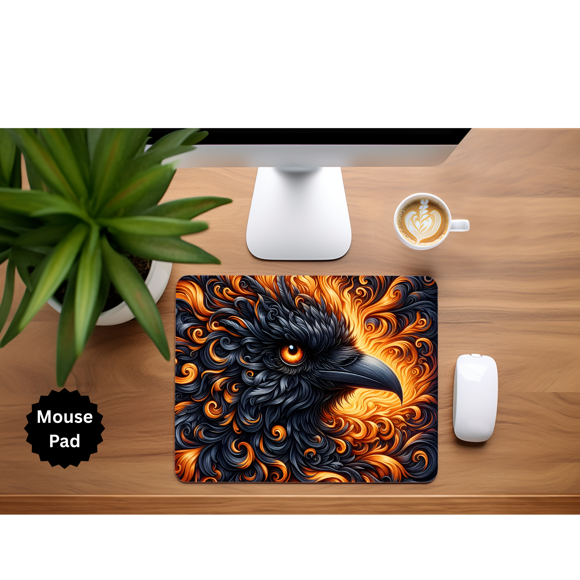 Phoenix Mouse Pad - Mythical Fire Bird Desk Accessory