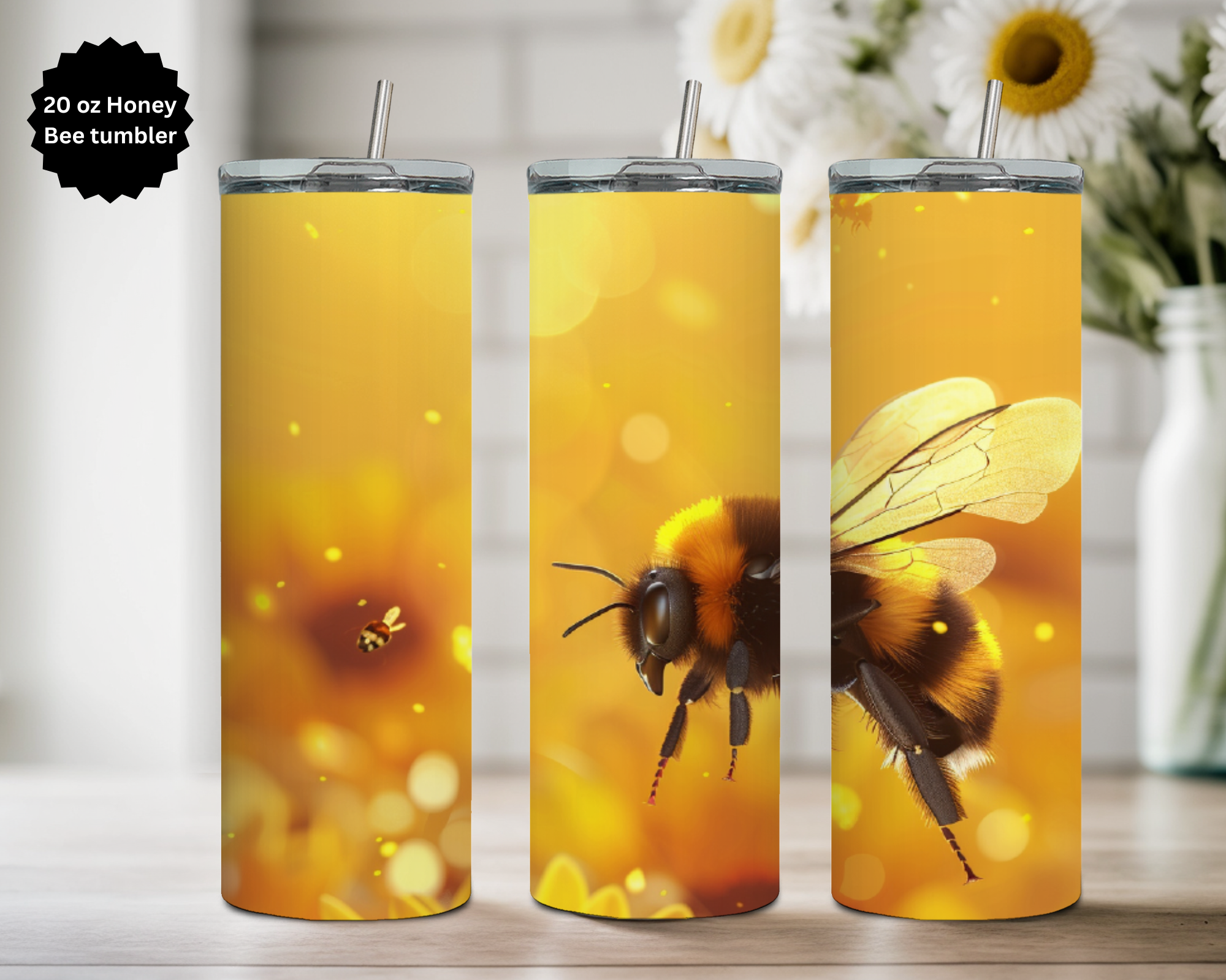 20 oz Honeybee tumbler. Multiple Images Available.