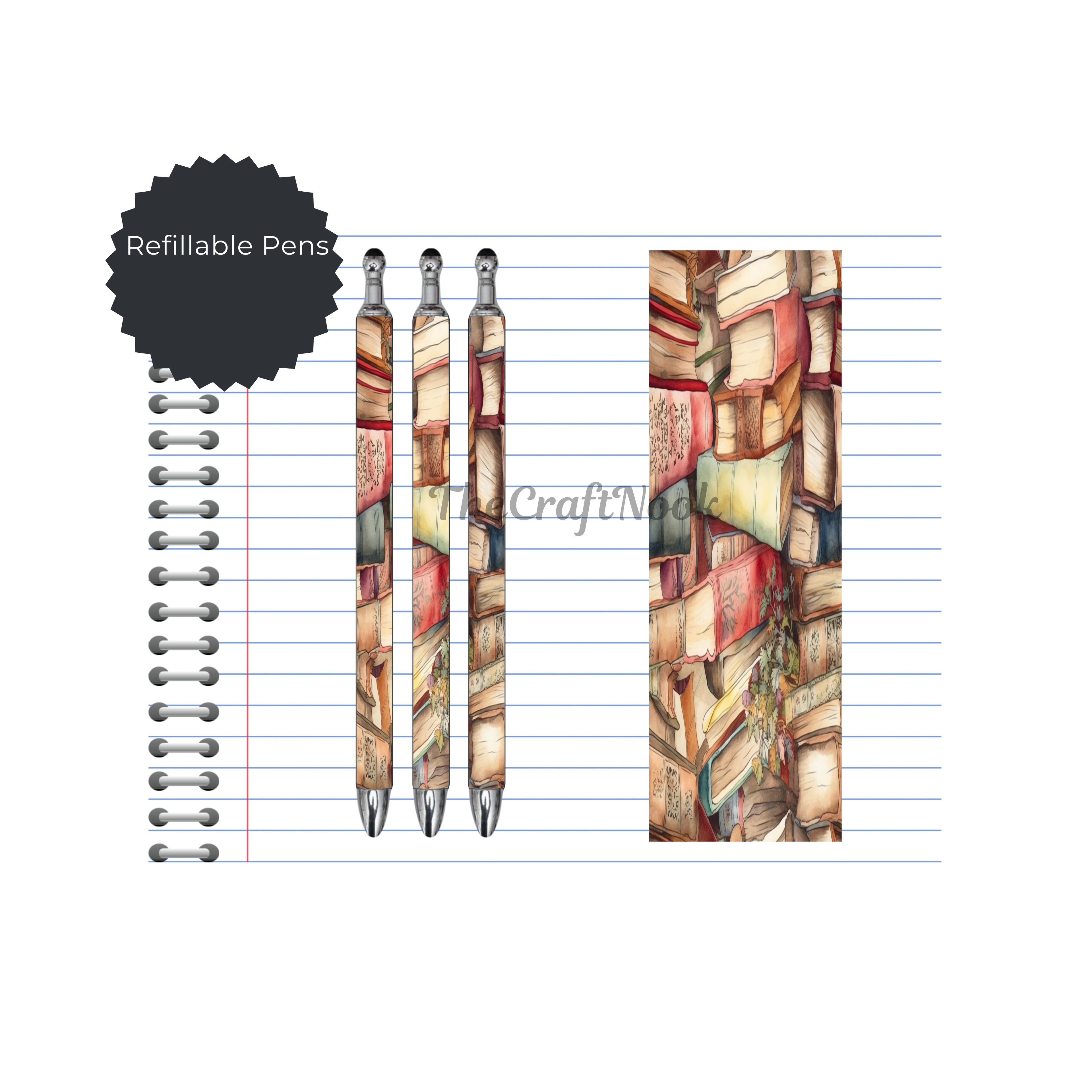 Refillable Pens, Once Upon a Pen – Book Lover Writing Pen. Multiple options and Images available
