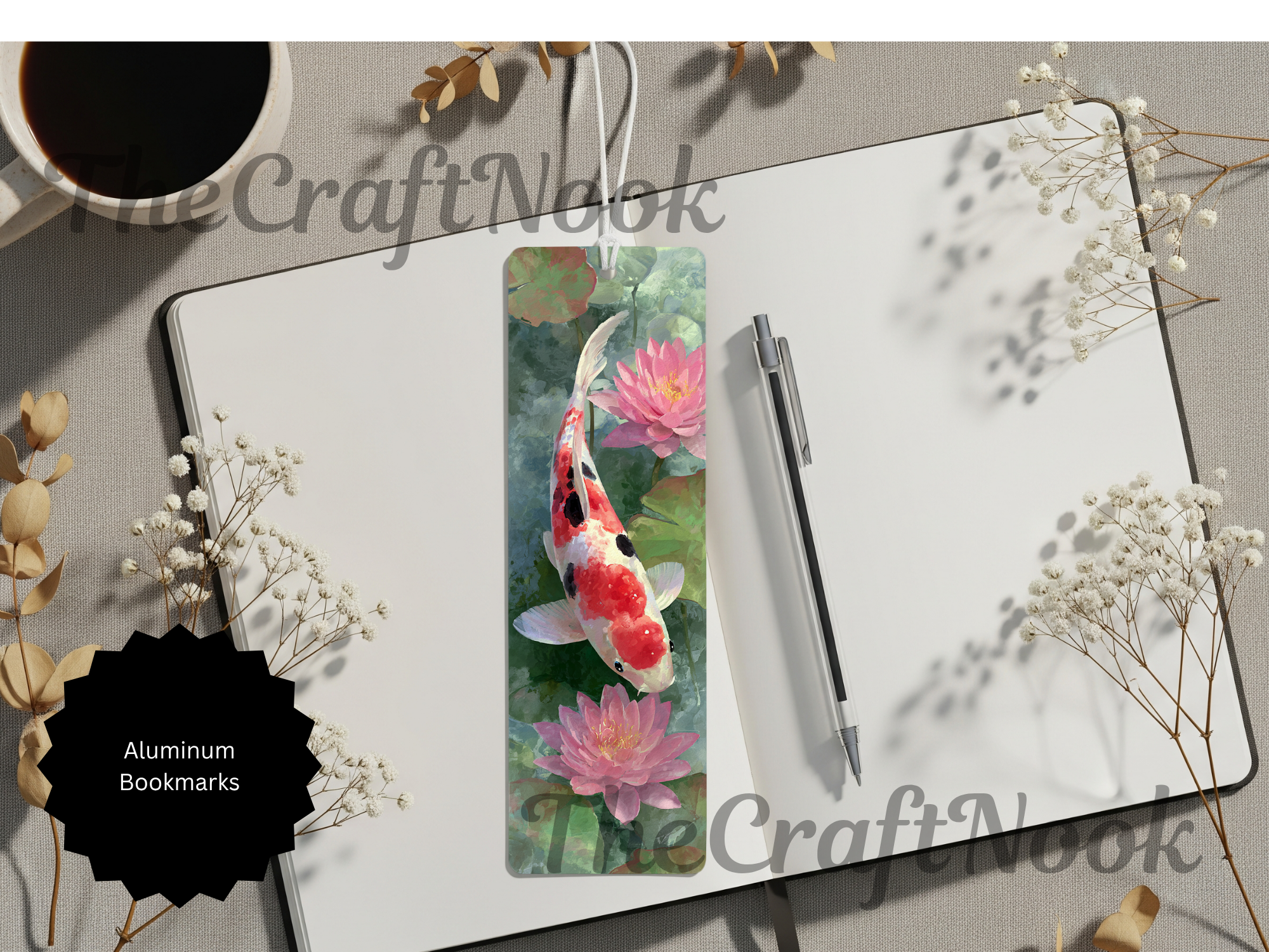 Koi Fish Bookmarks – Handcrafted Metal Bookmarks with Beads & Glitter