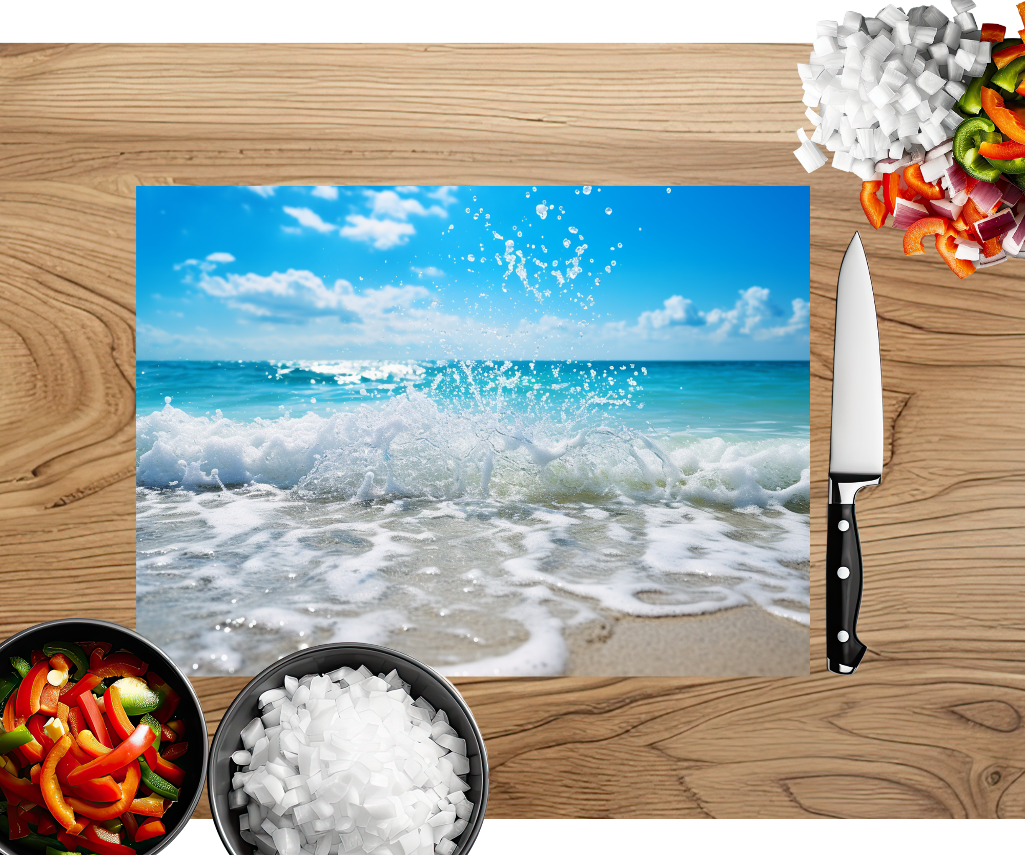 Beach Vibes Glass cutting boards. Multiple images Available.