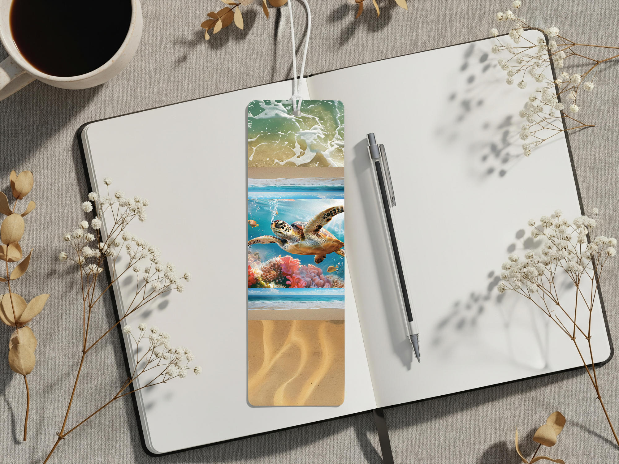 Aluminum Metal Bookmarks, Sea Turtle Images Bring a splash of the sea to every page