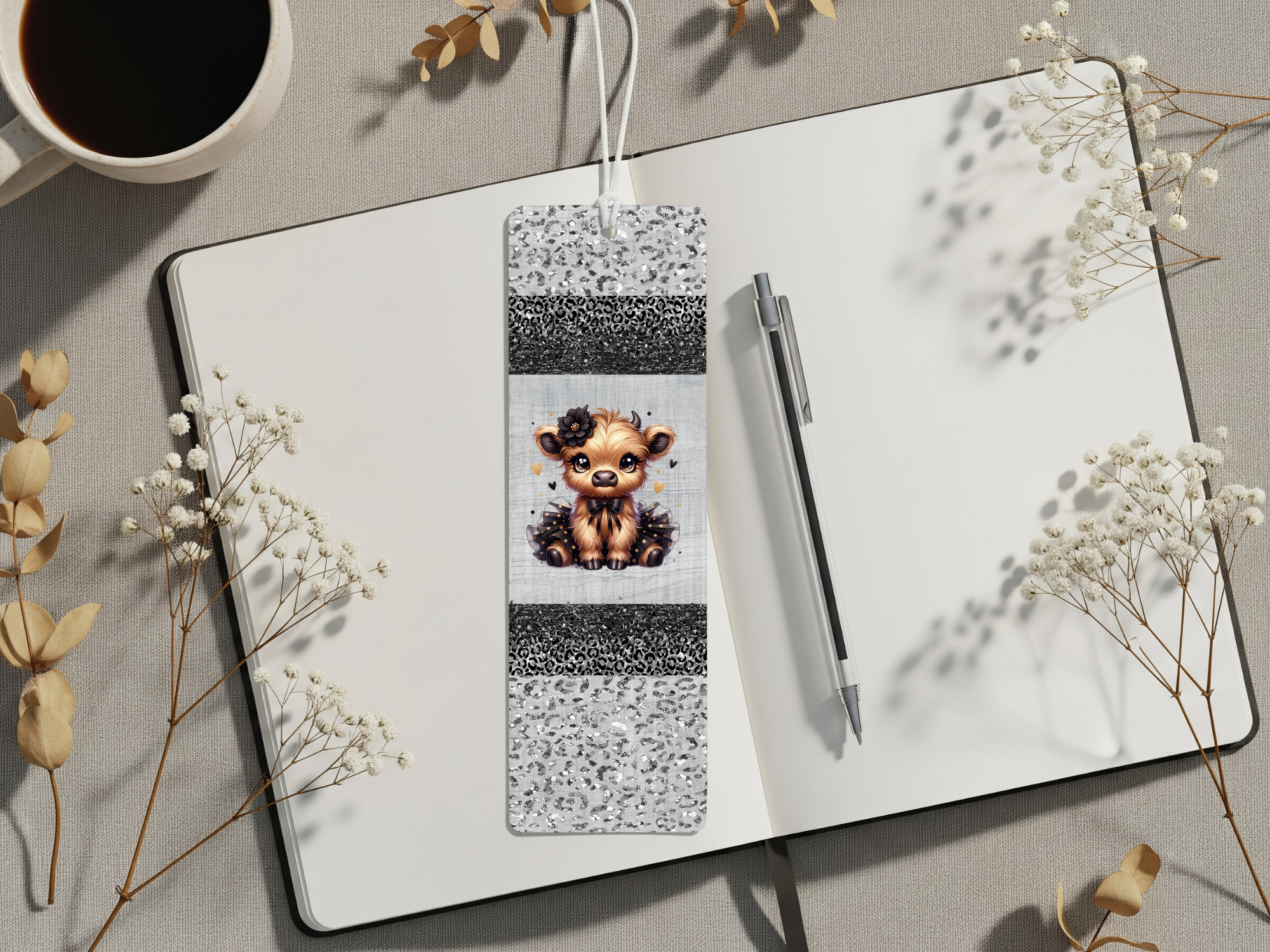 Aluminum Metal Bookmarks, Highland Cow Images For readers who prefer their page‑holders with bangs and horns