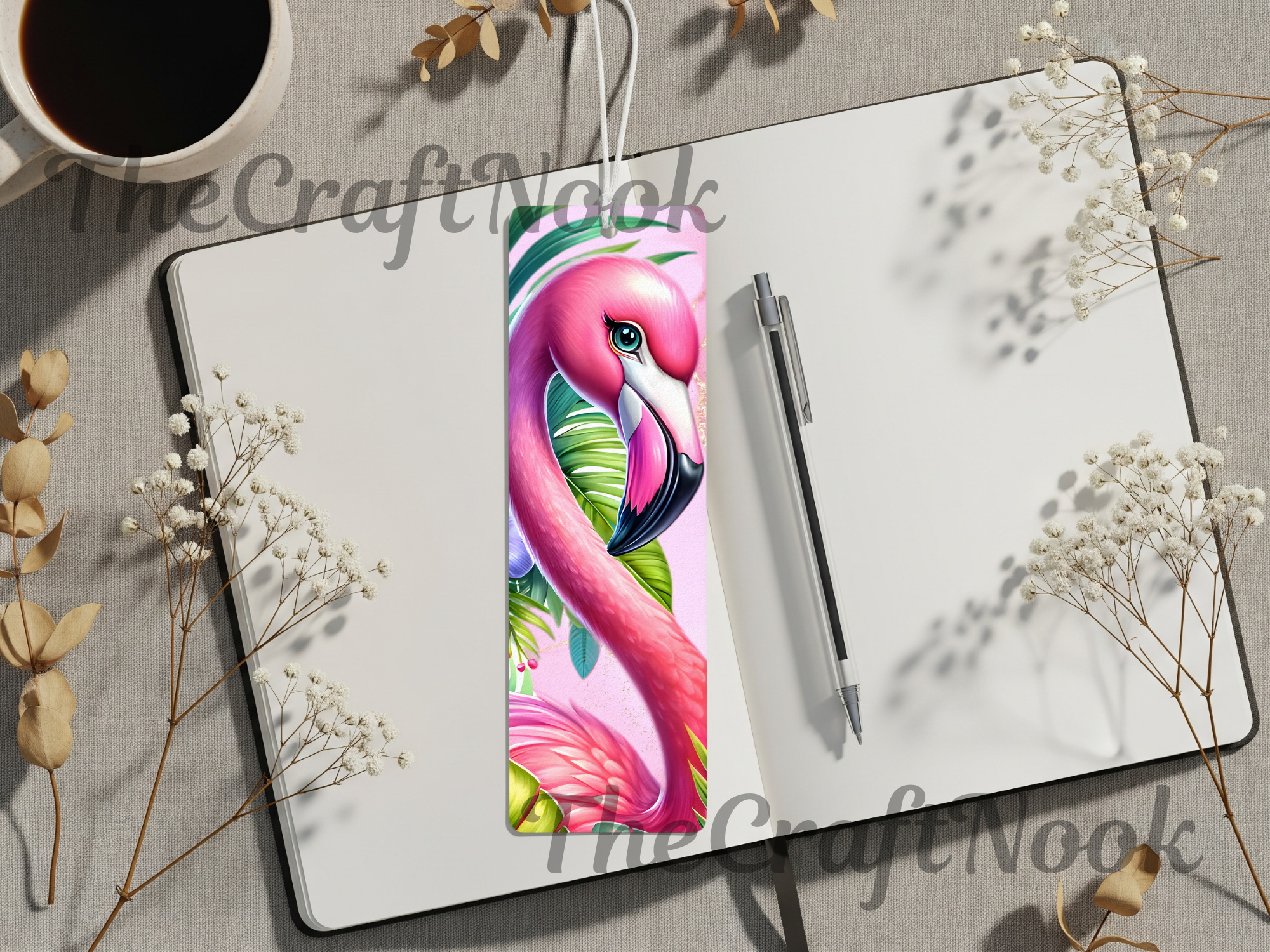 Tropical Whimsy Flamingo Aluminum Metal Bookmarks
