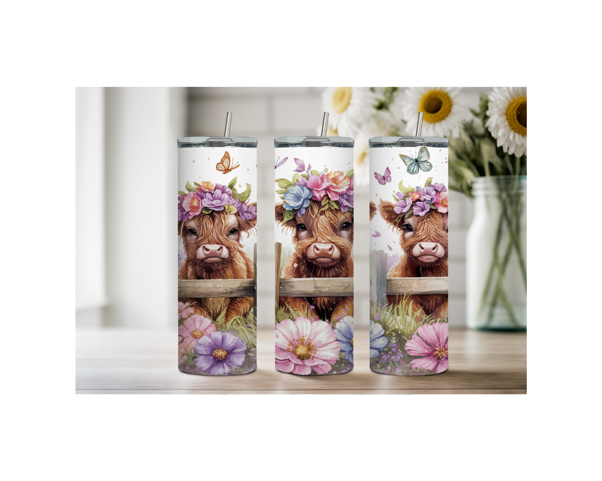 20 oz Highland Cutie Country Stainless Steel Tumbler. Multiple Images Available.