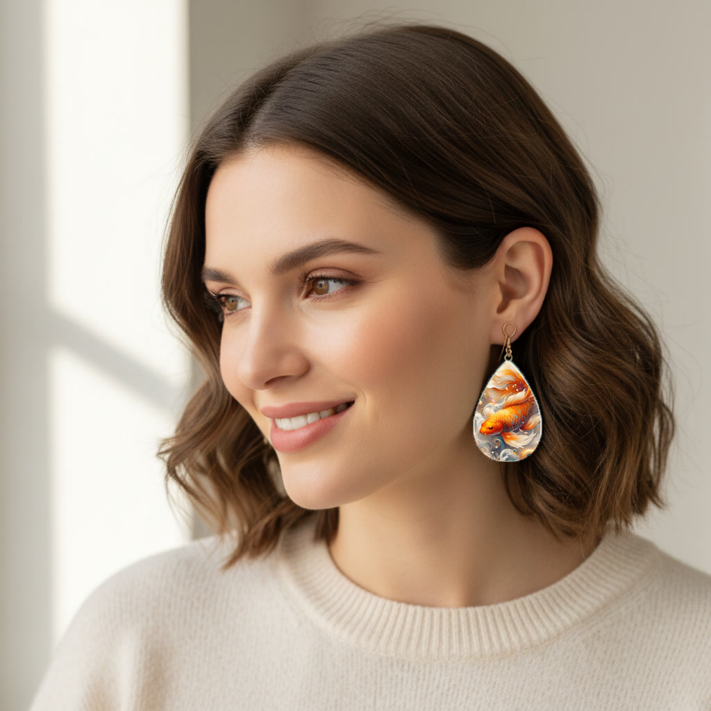 Koi Fish Teardrop Earrings