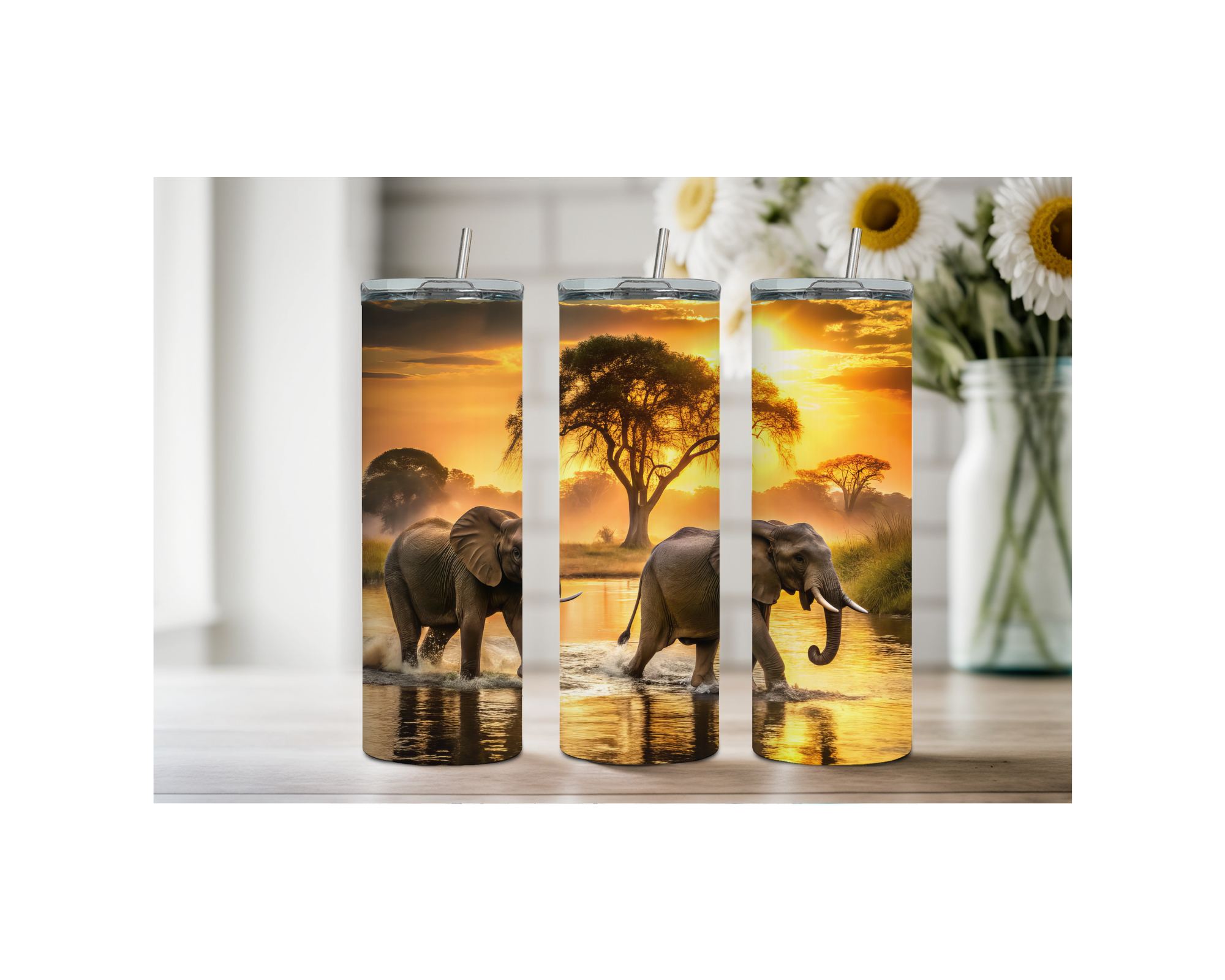 20 ounce Wise & Wonderful Elephant Stainless Tumbler. Multiple Sizes and Images Available.