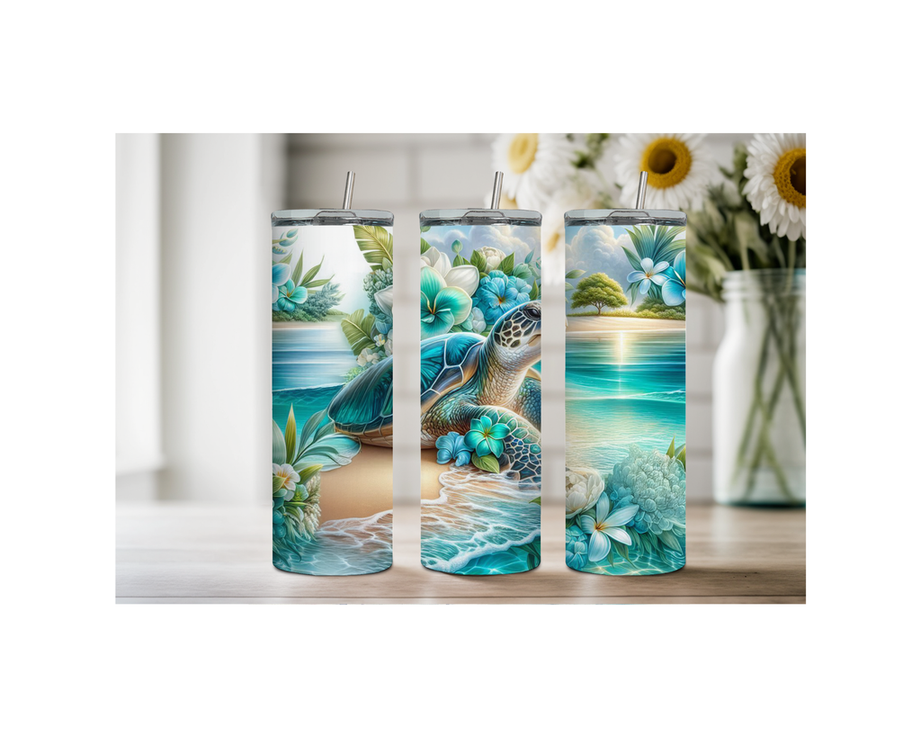 20 oz sip and surf Sea turtle Tumblers, Multiple images to choose from, with or without handle and speakers.