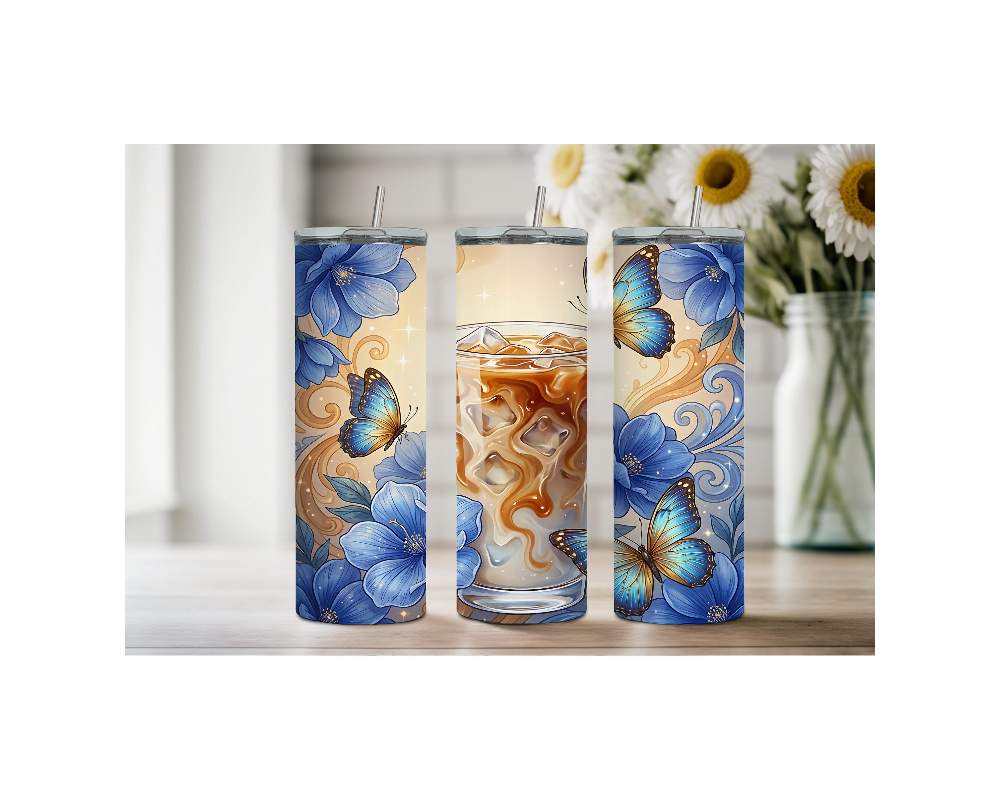 Brew‑tiful Day 20 oz Coffee Tumbler. Stainless-Steel Tumblers. Multiple Sizes and Images Available.