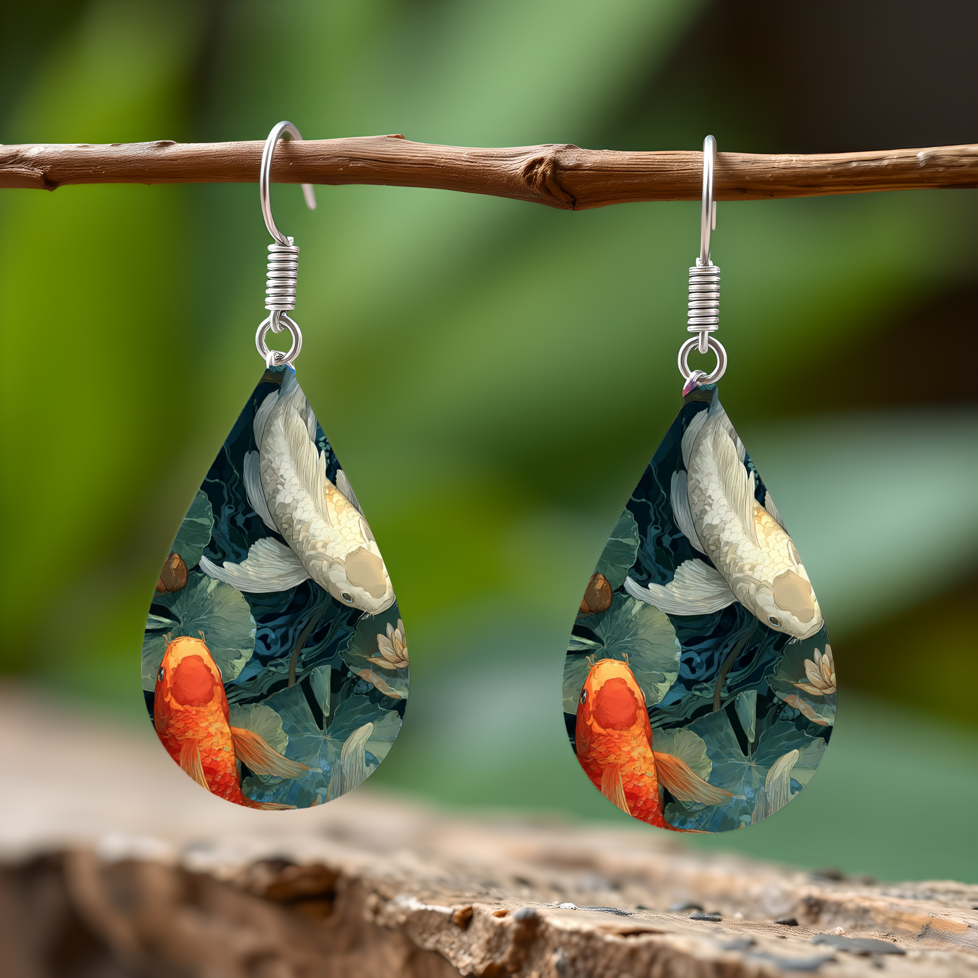 Koi Fish Teardrop Earrings